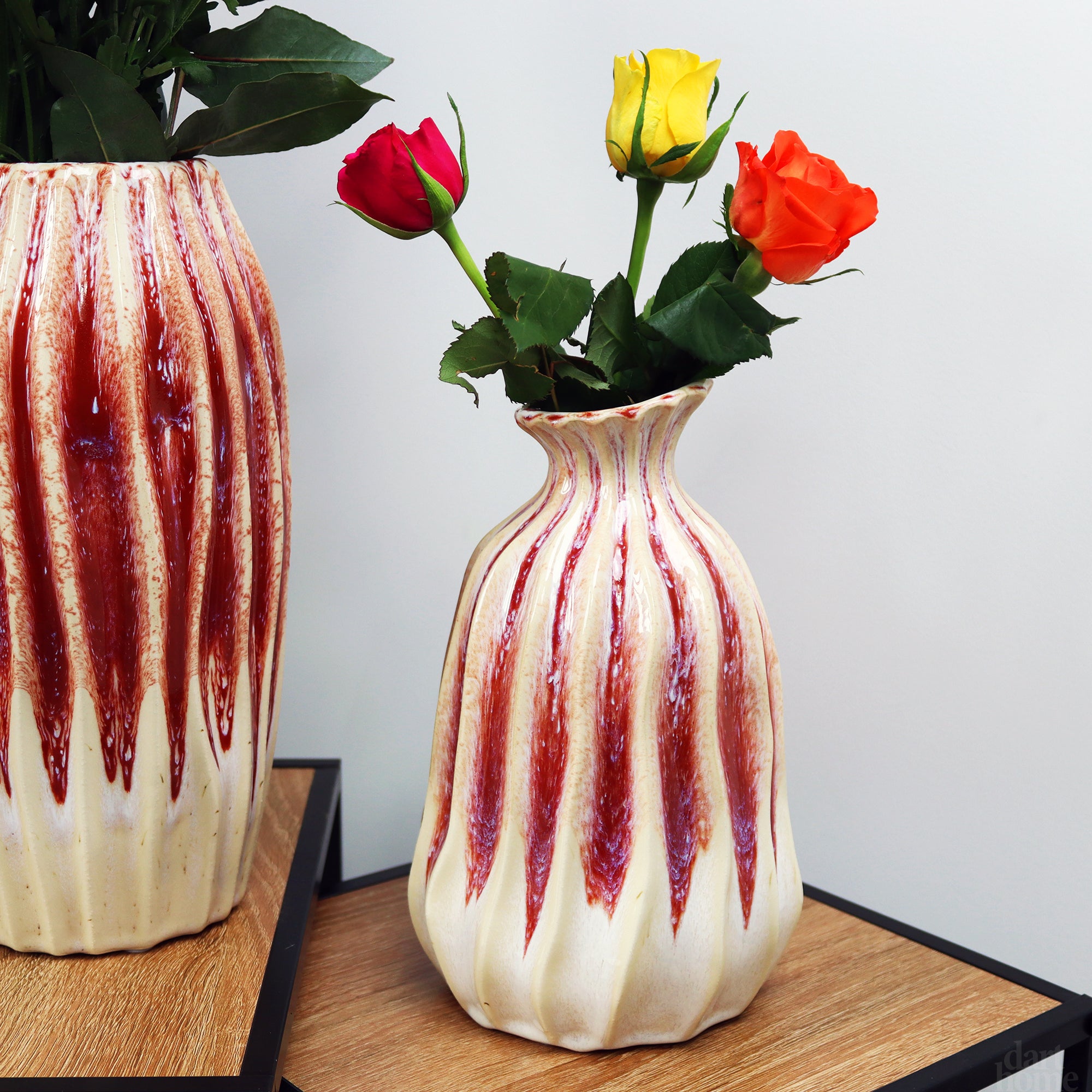 Rosa reaktive Glasur-Magma-Flaschenvase