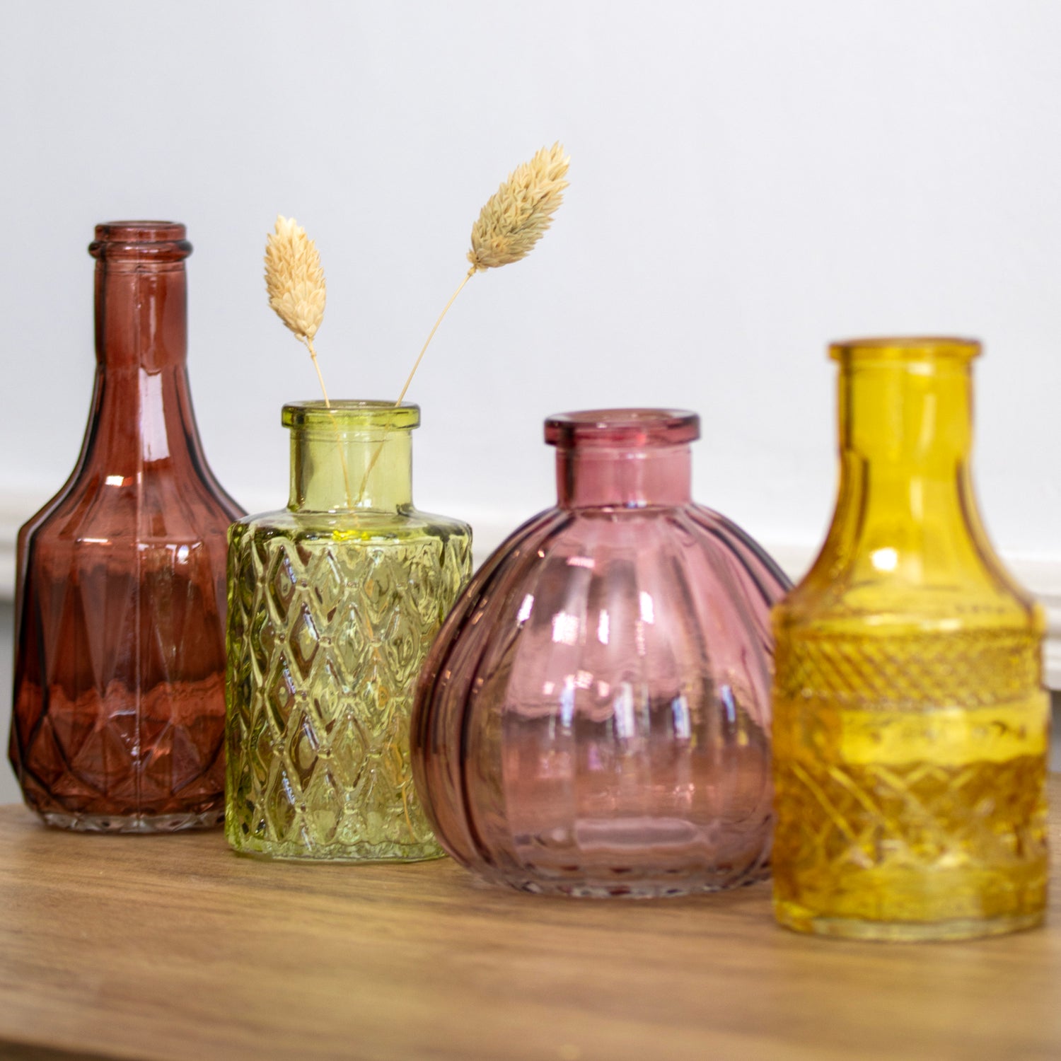 Set aus 4 vielseitigen Glasknospenvasen