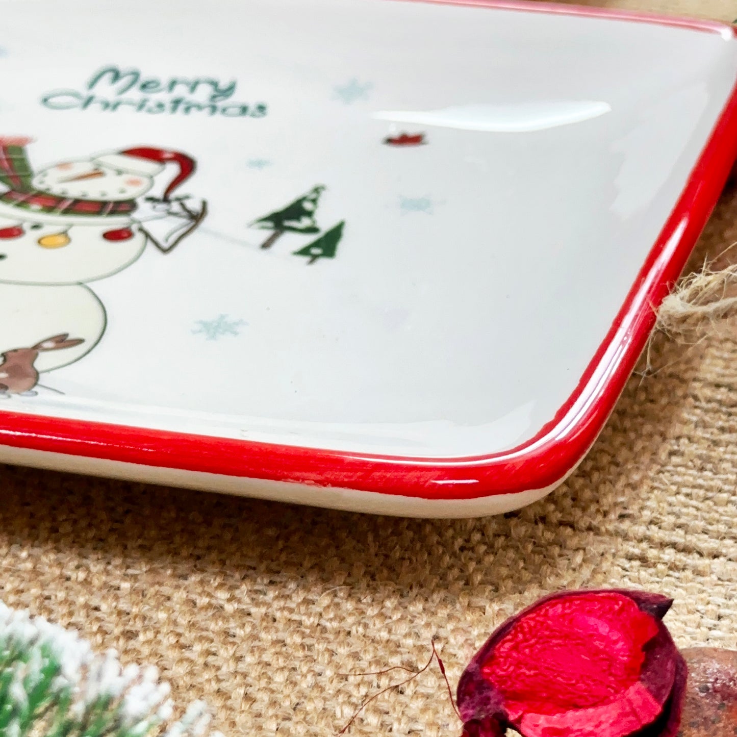 Christmas Snowman Scene Serving Plate