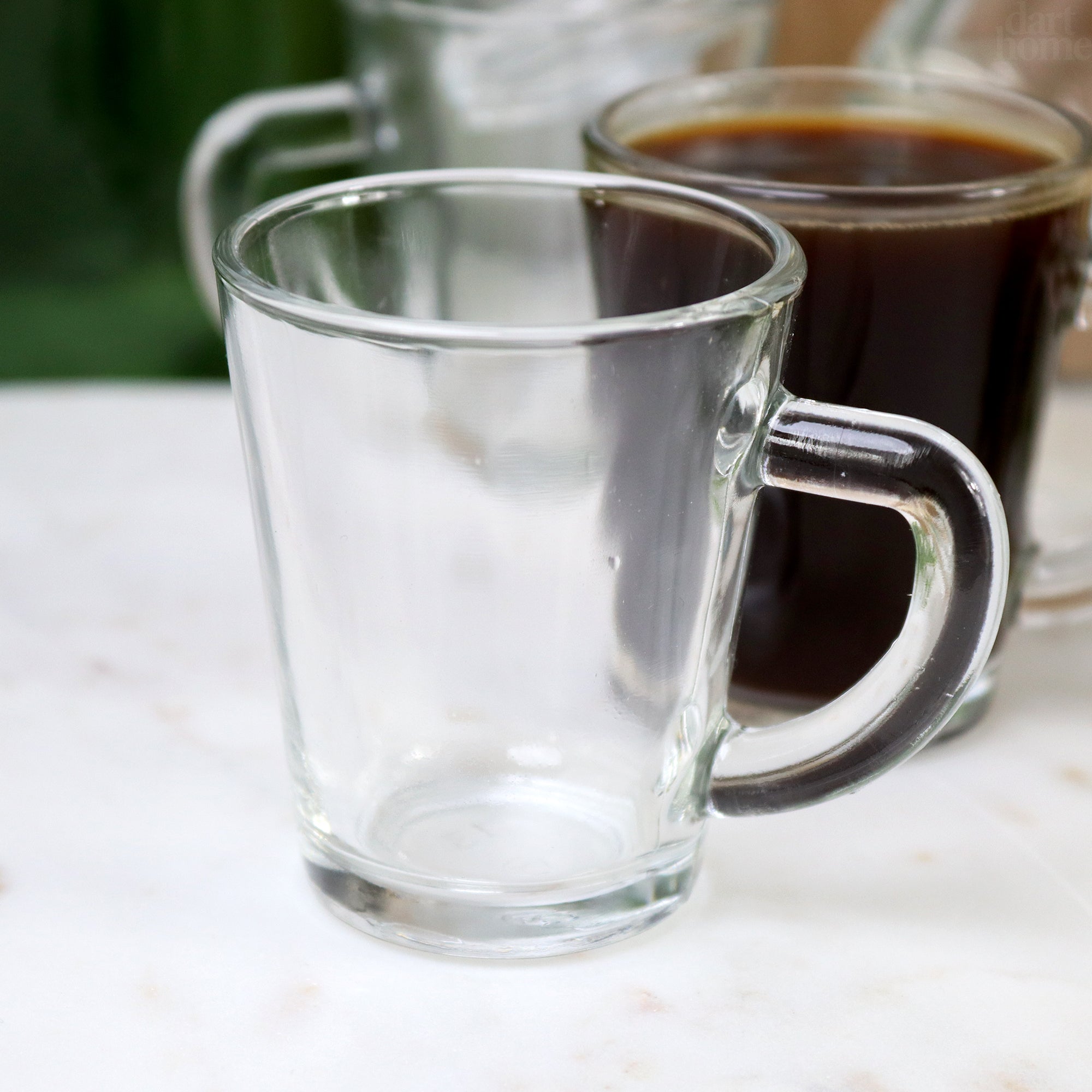 Ausgestelltes Espressotassen-Set aus Glas, 6 Stück