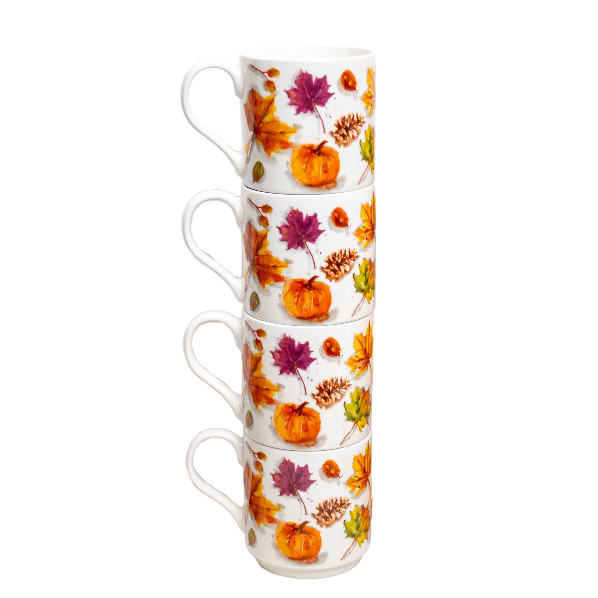 Set Of 4 Autumn Aura Stacking Mugs