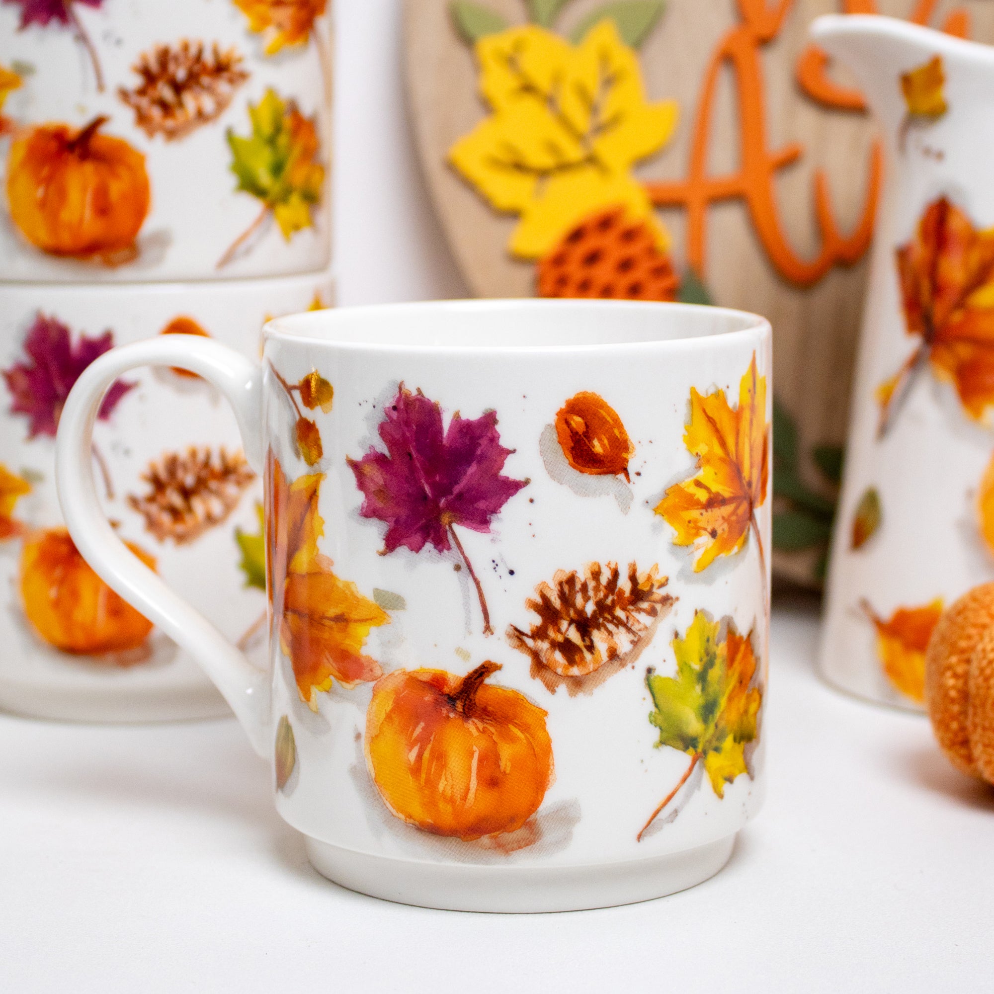 Set Of 4 Autumn Aura Stacking Mugs