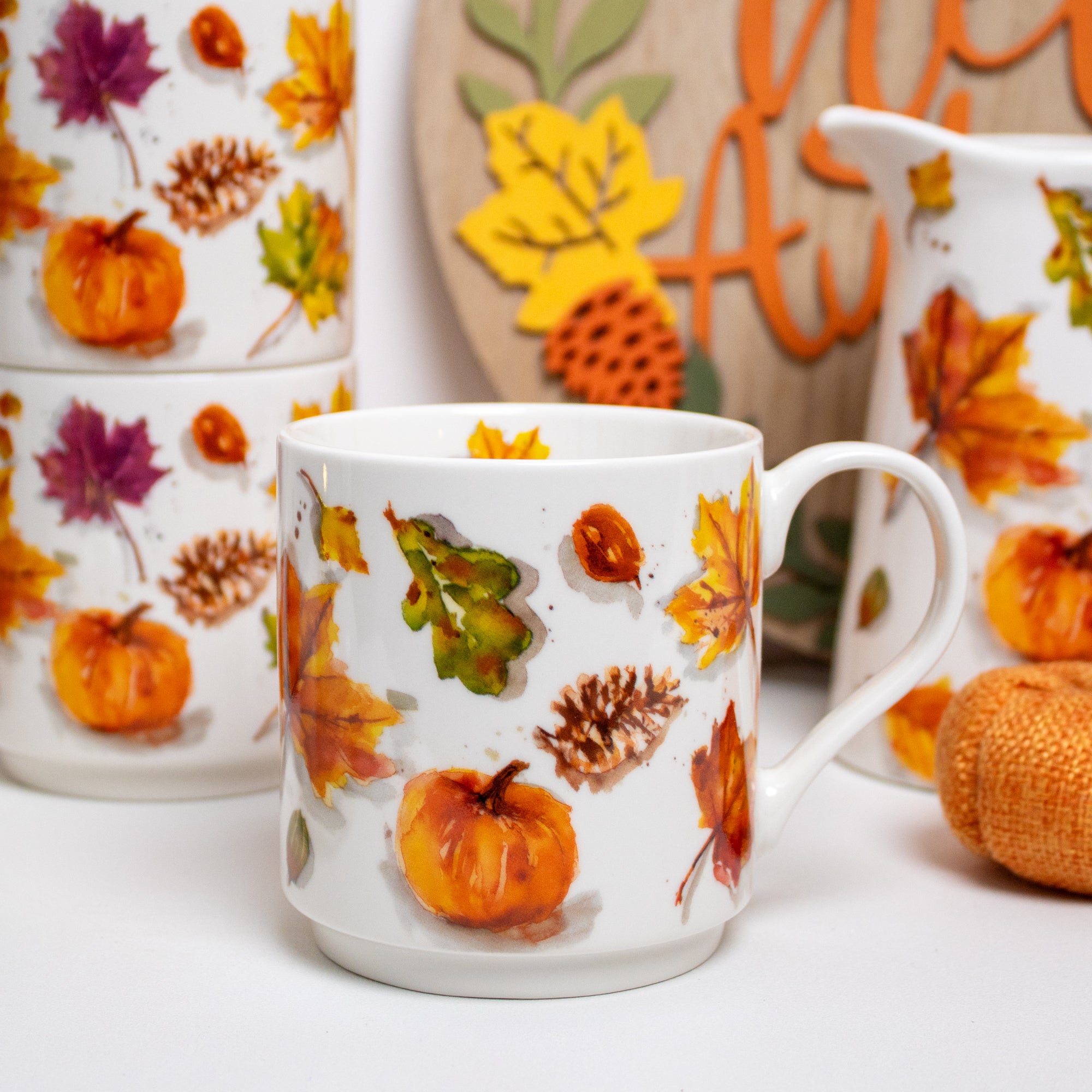 Set Of 4 Autumn Aura Stacking Mugs