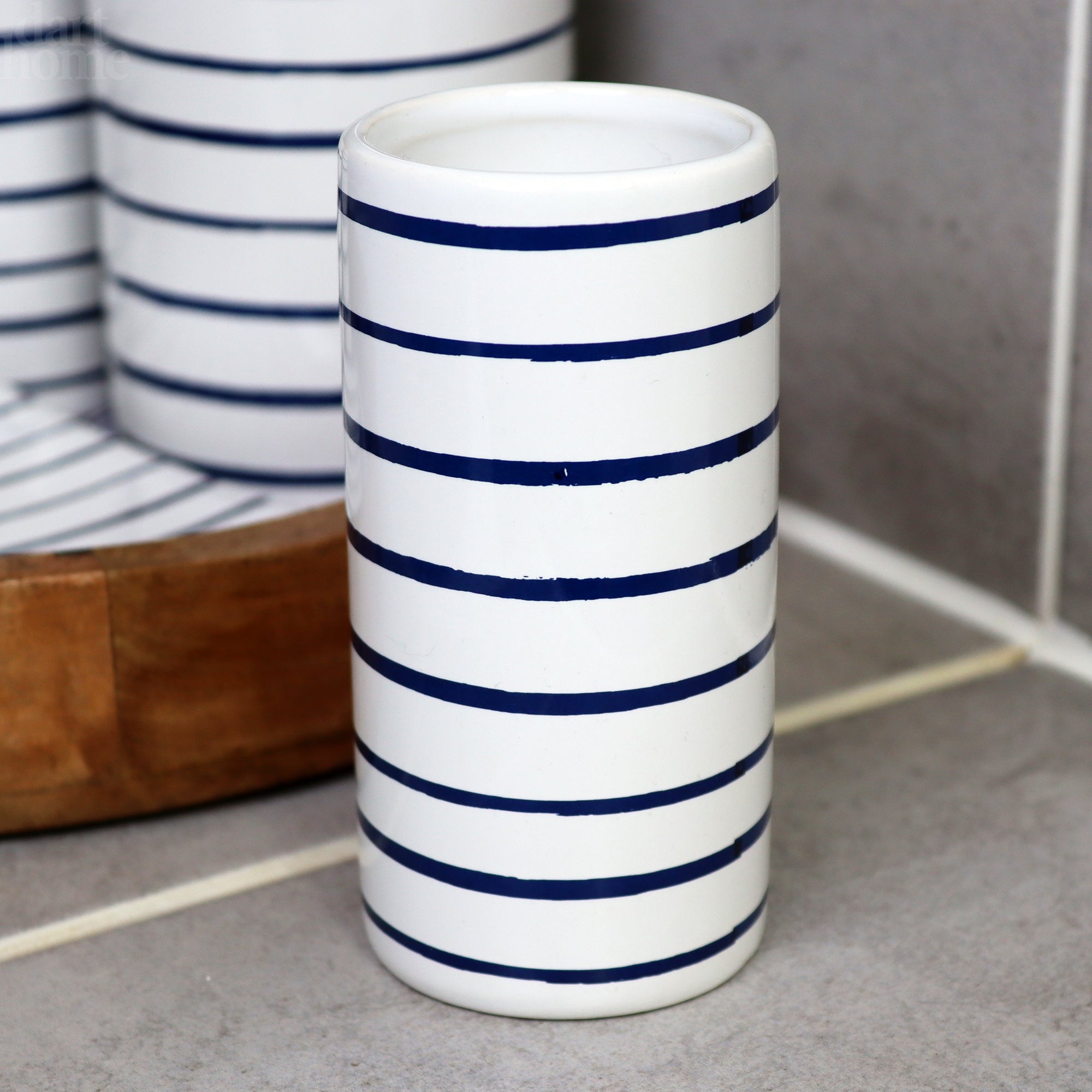 Set Of 5 Harbour Stripe Bathroom Accessories