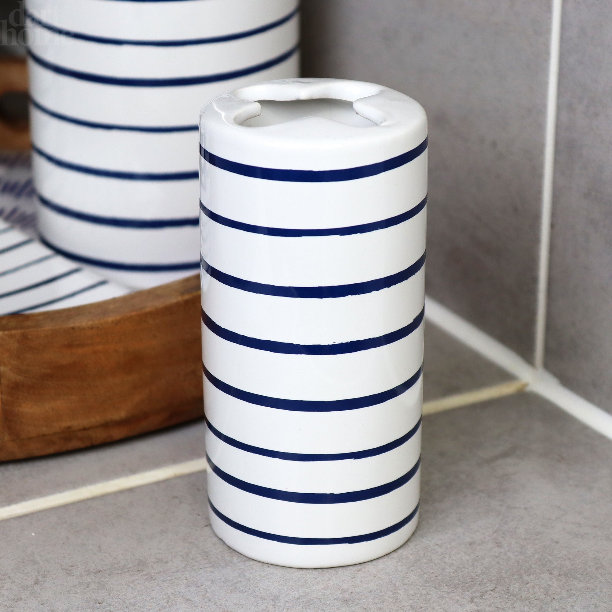 Set Of 5 Harbour Stripe Bathroom Accessories