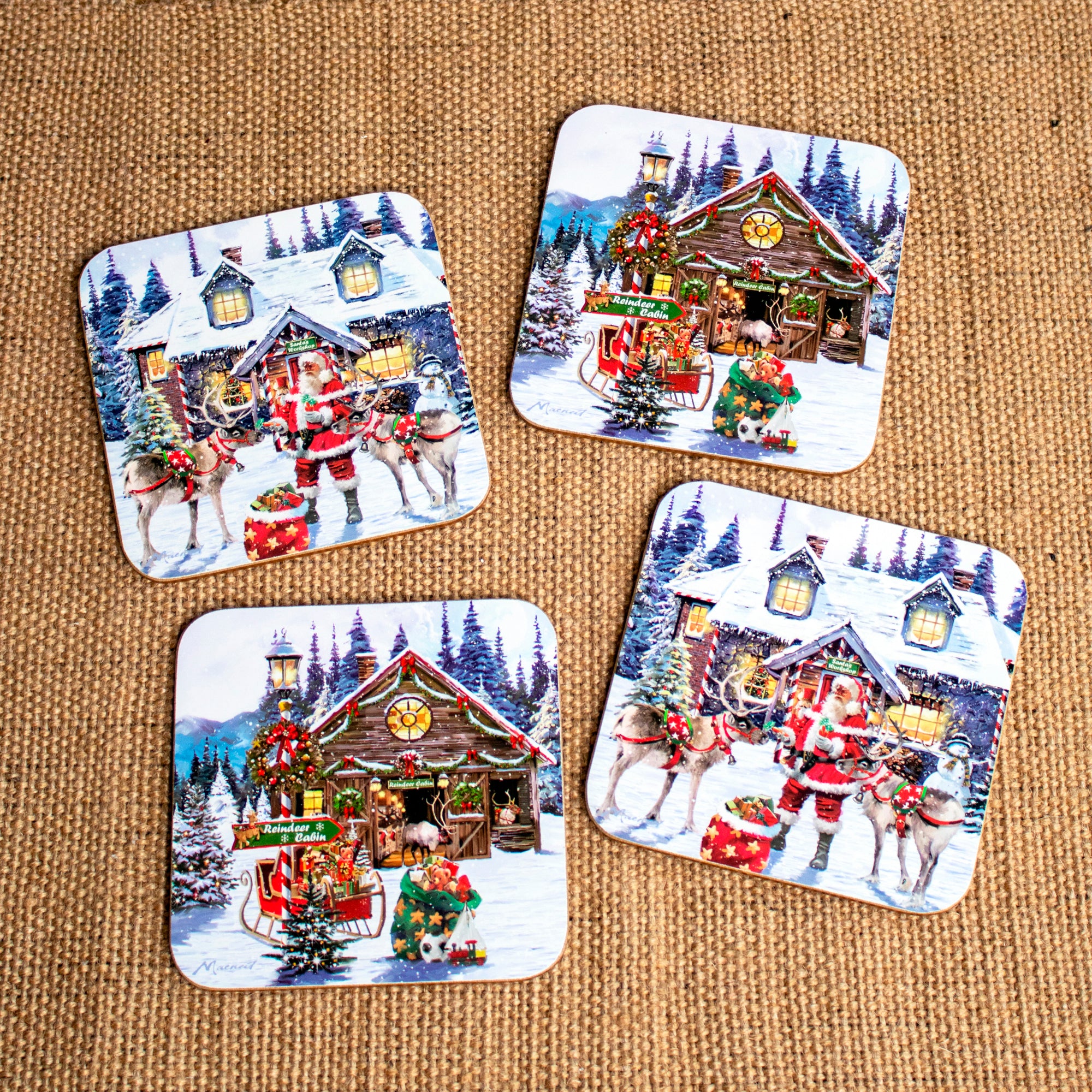 Set Of 8 Santas Workshop Coasters