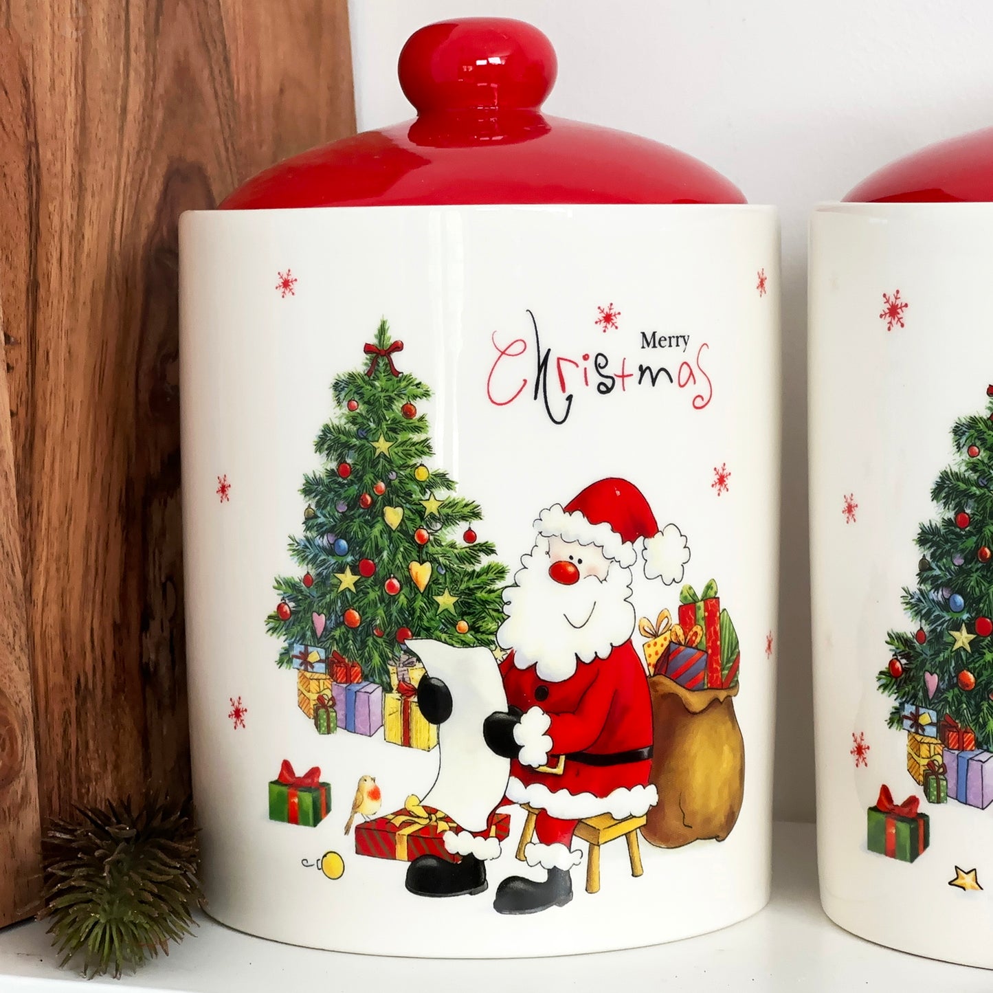Set mit 3 Vorratsgläsern „Merry Christmas“.