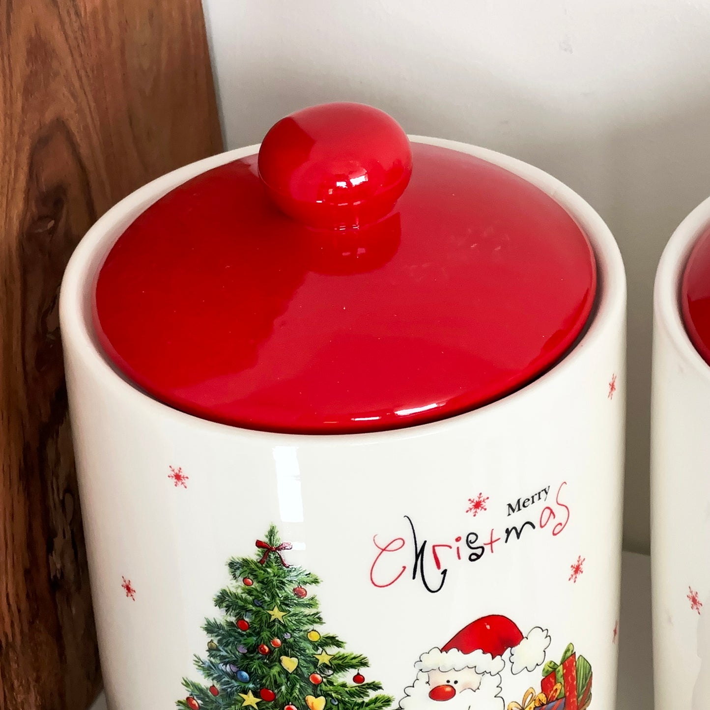 Set mit 3 Vorratsgläsern „Merry Christmas“.