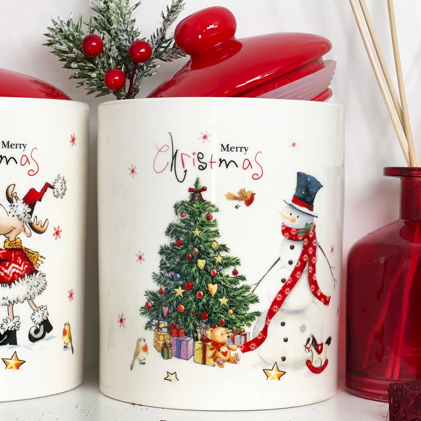 Set mit 3 Vorratsgläsern „Merry Christmas“.