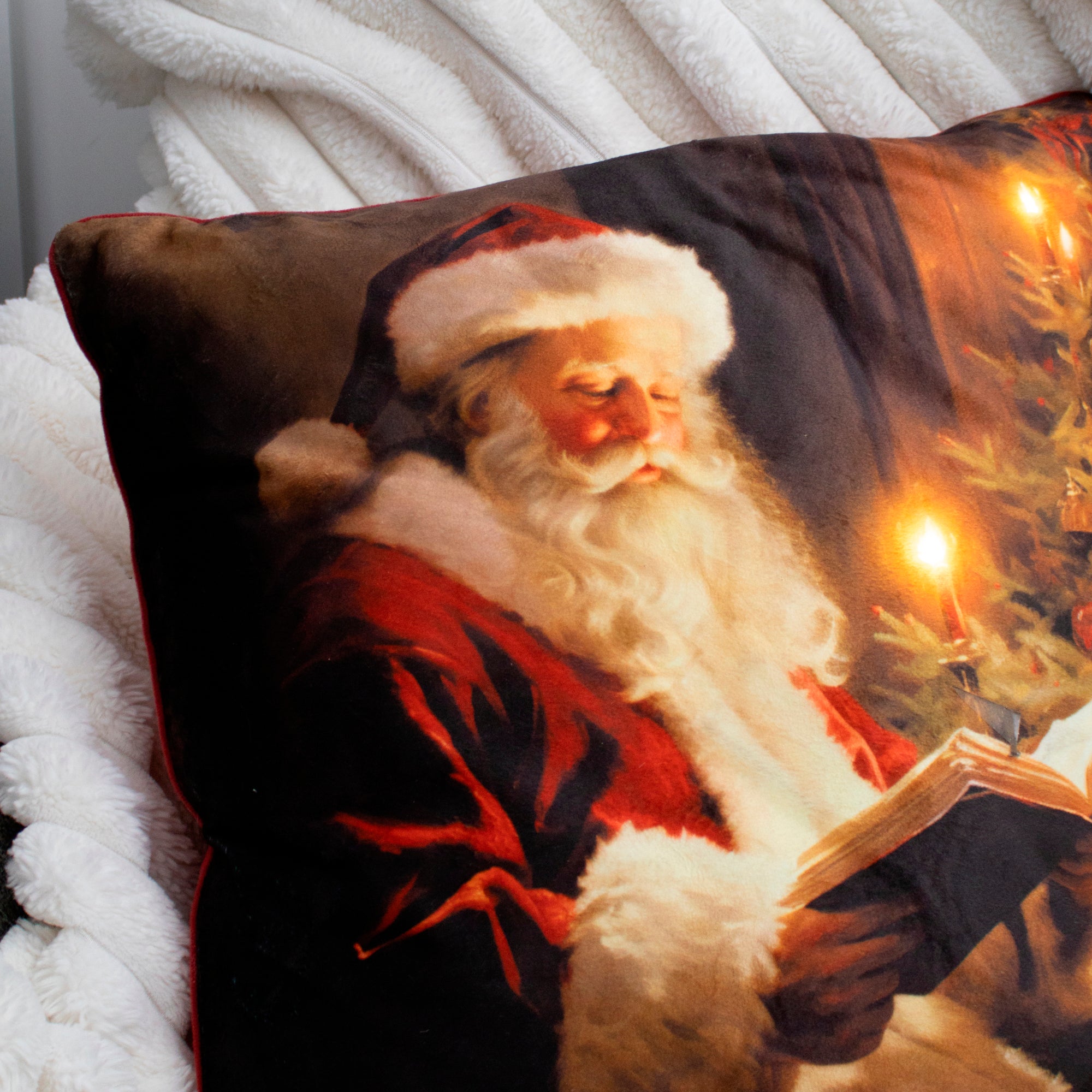 Reading Santa Claus Light Up Cushion A