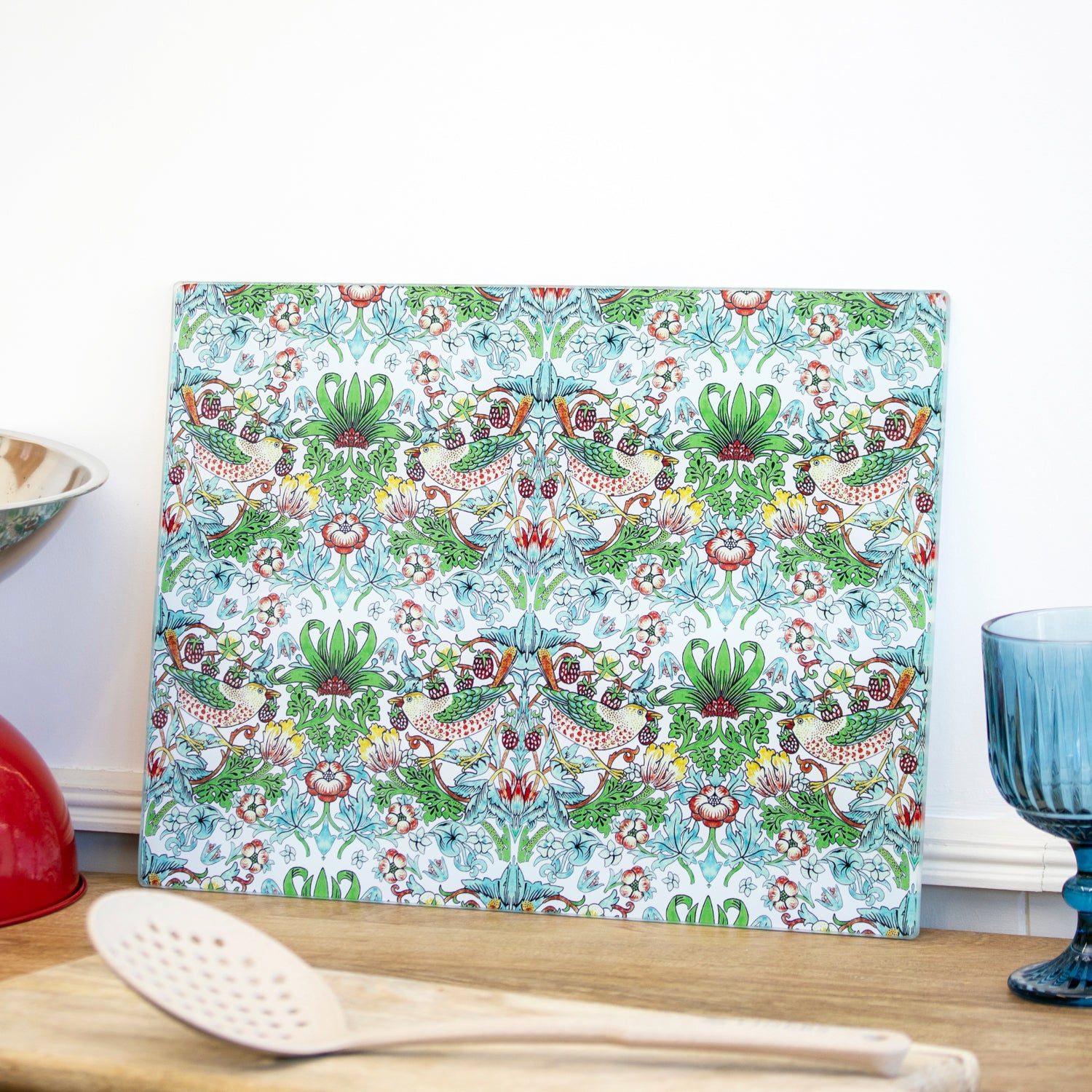 William Morris Strawberry Thief Glass Worktop Saver