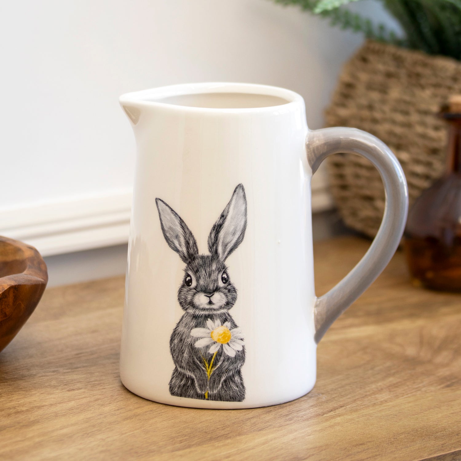 Monochrome Hare Jug Vase