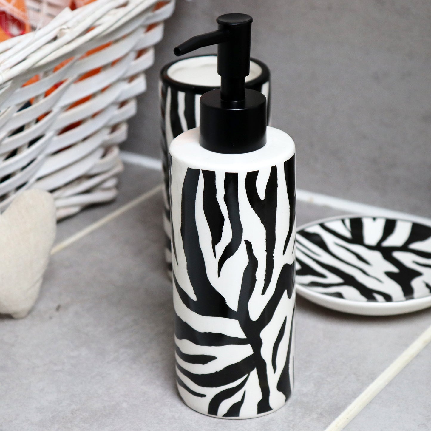 3pc Zebra Bathroom Accessory Set