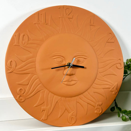 Terracotta Sunburst Wall Clock