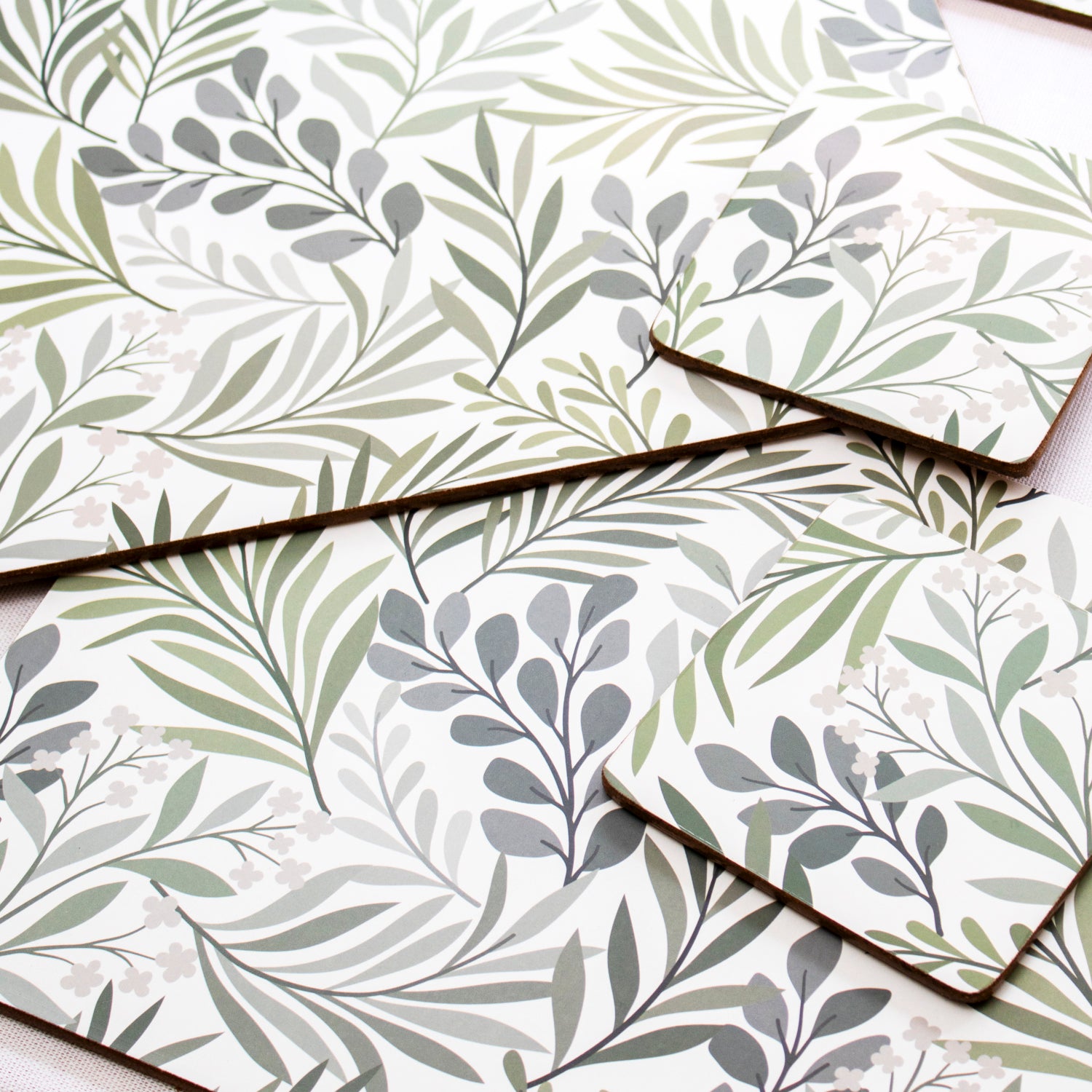 Set Of 4 Botanical Leaf Placemats and Coasters
