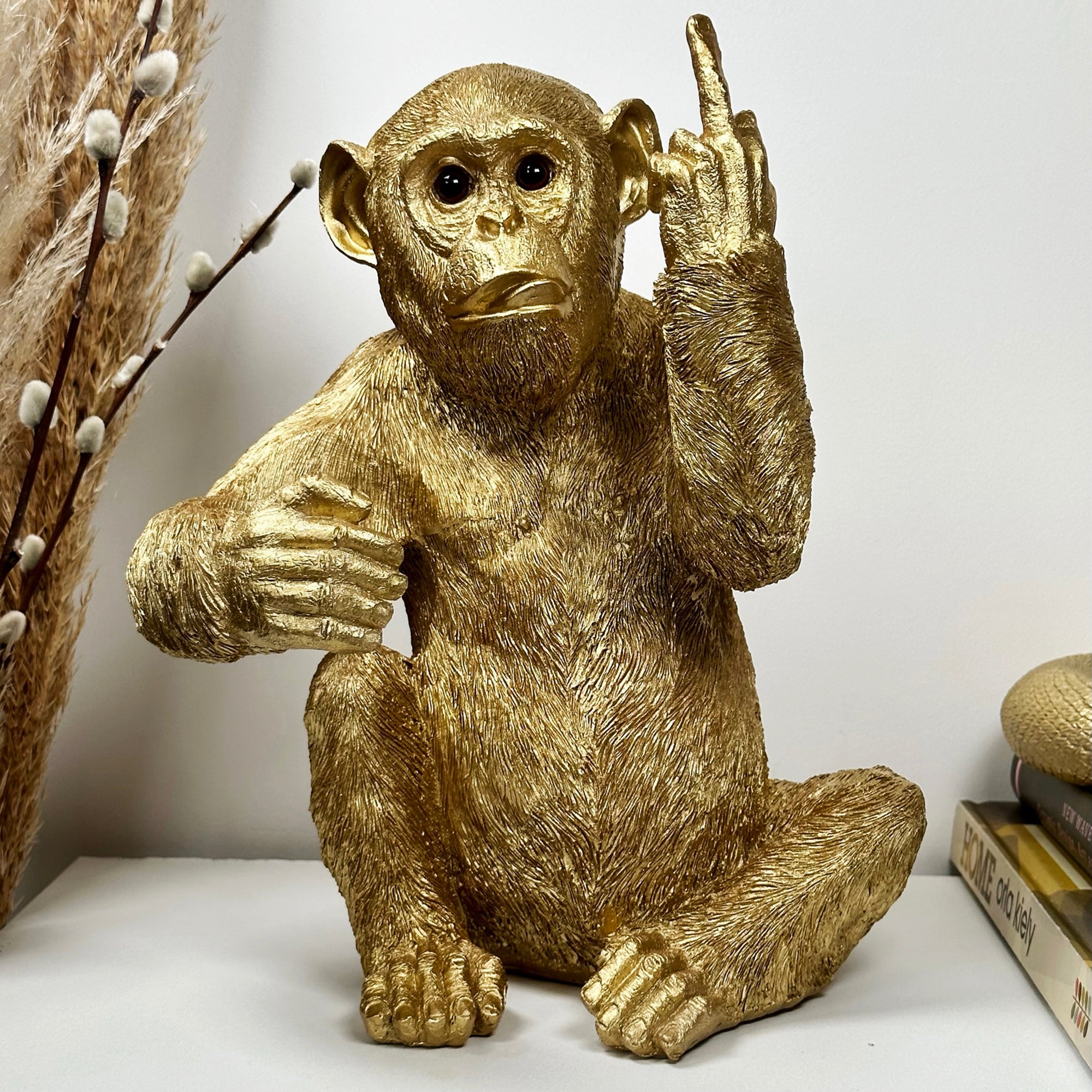 Gold Up Yours Monkey Wine Bottle Holder