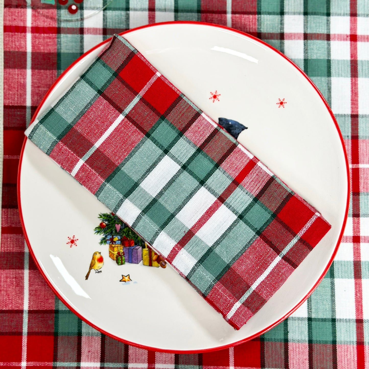 Tartan Chambray Christmas Napkins (Set Of 4)