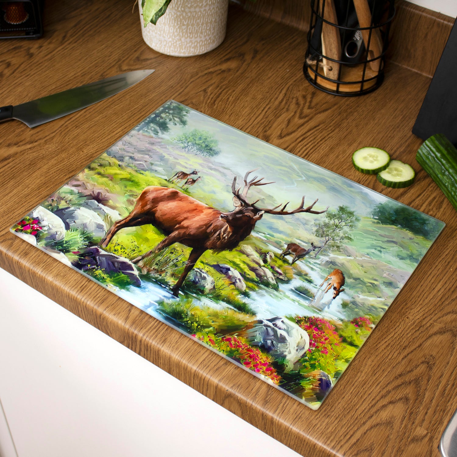Country Stag Glass Worktop Saver