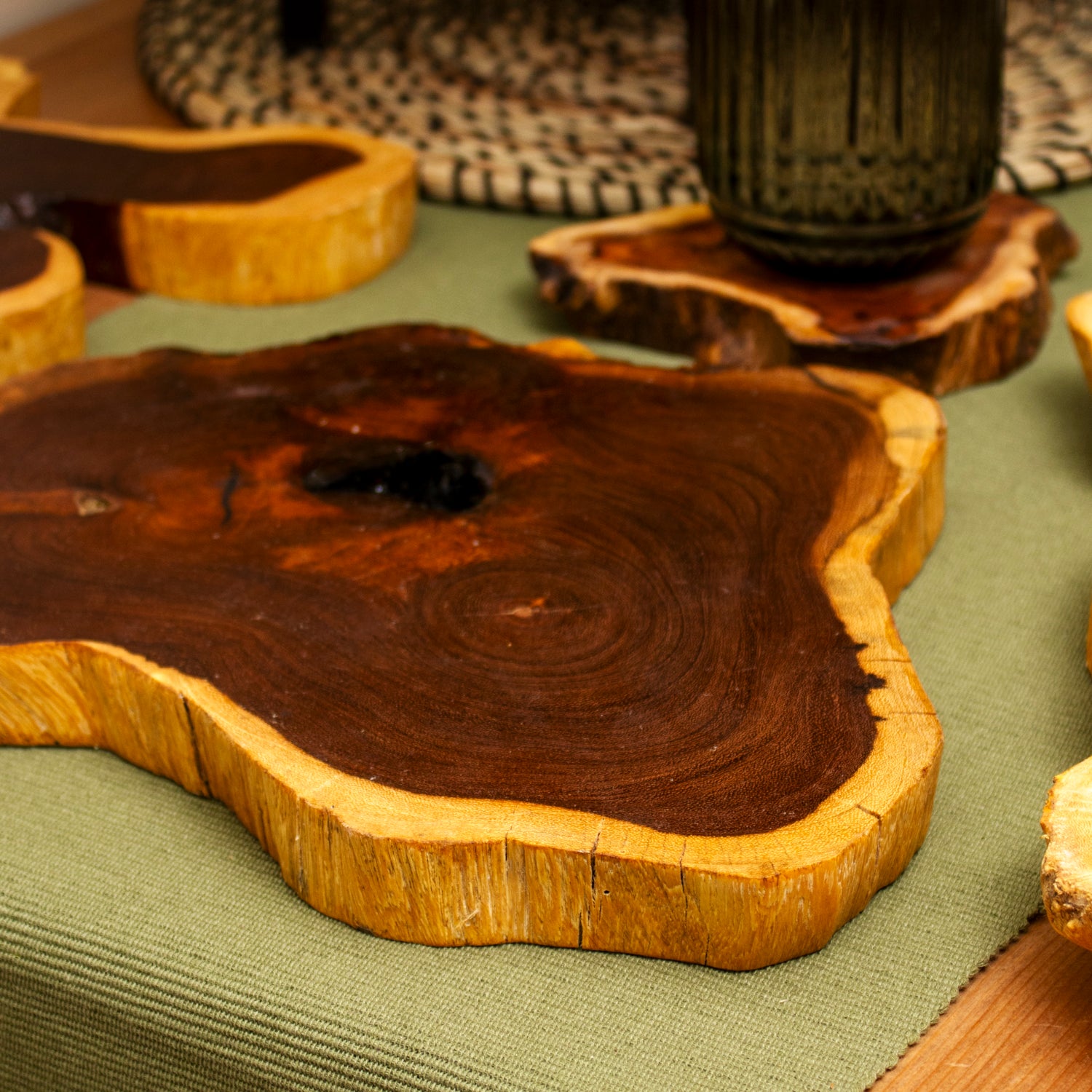 Set Of 2 Teak Root Slice Placemats Medium