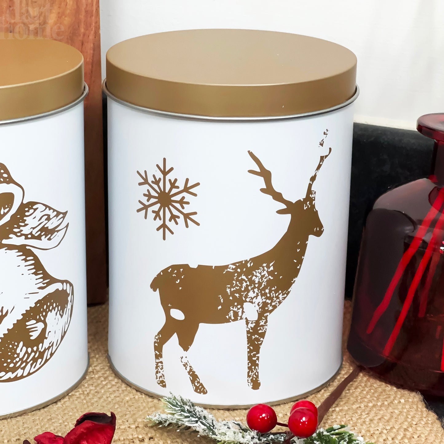 Weißer und goldener Weihnachtstee-Kaffee-Zucker