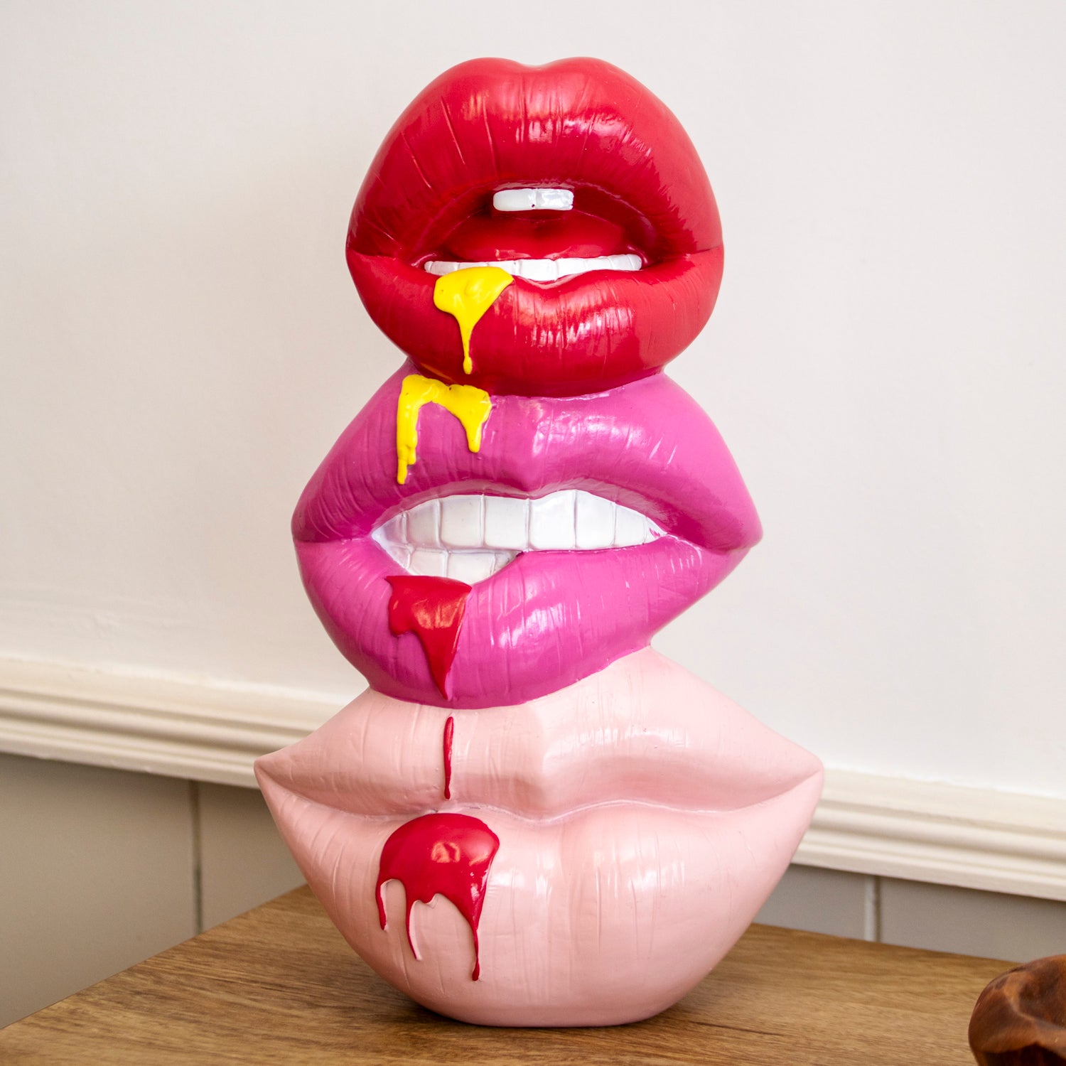 Pink Stacked Lips Totem Ornament