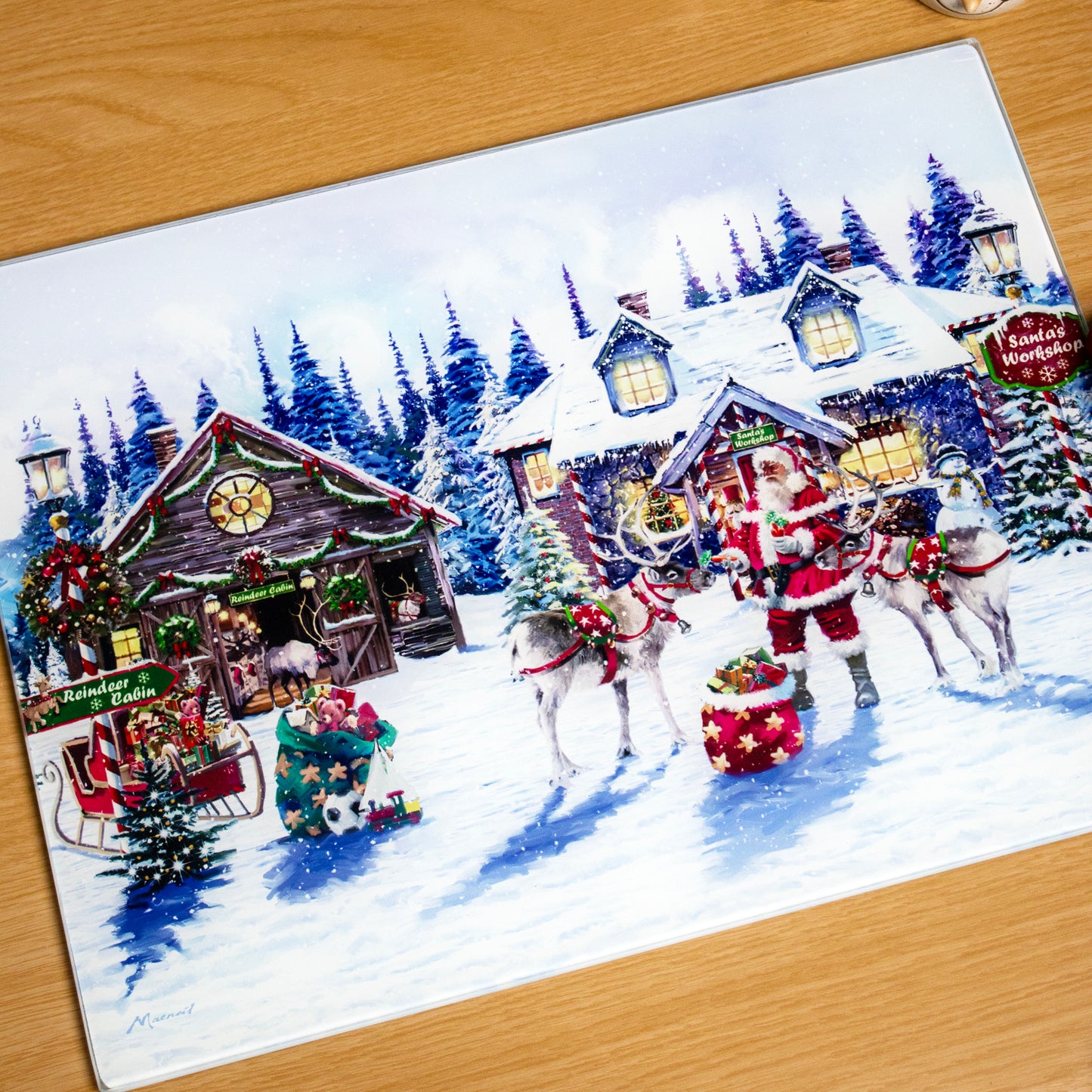 Santas Workshop Glass Chopping Board