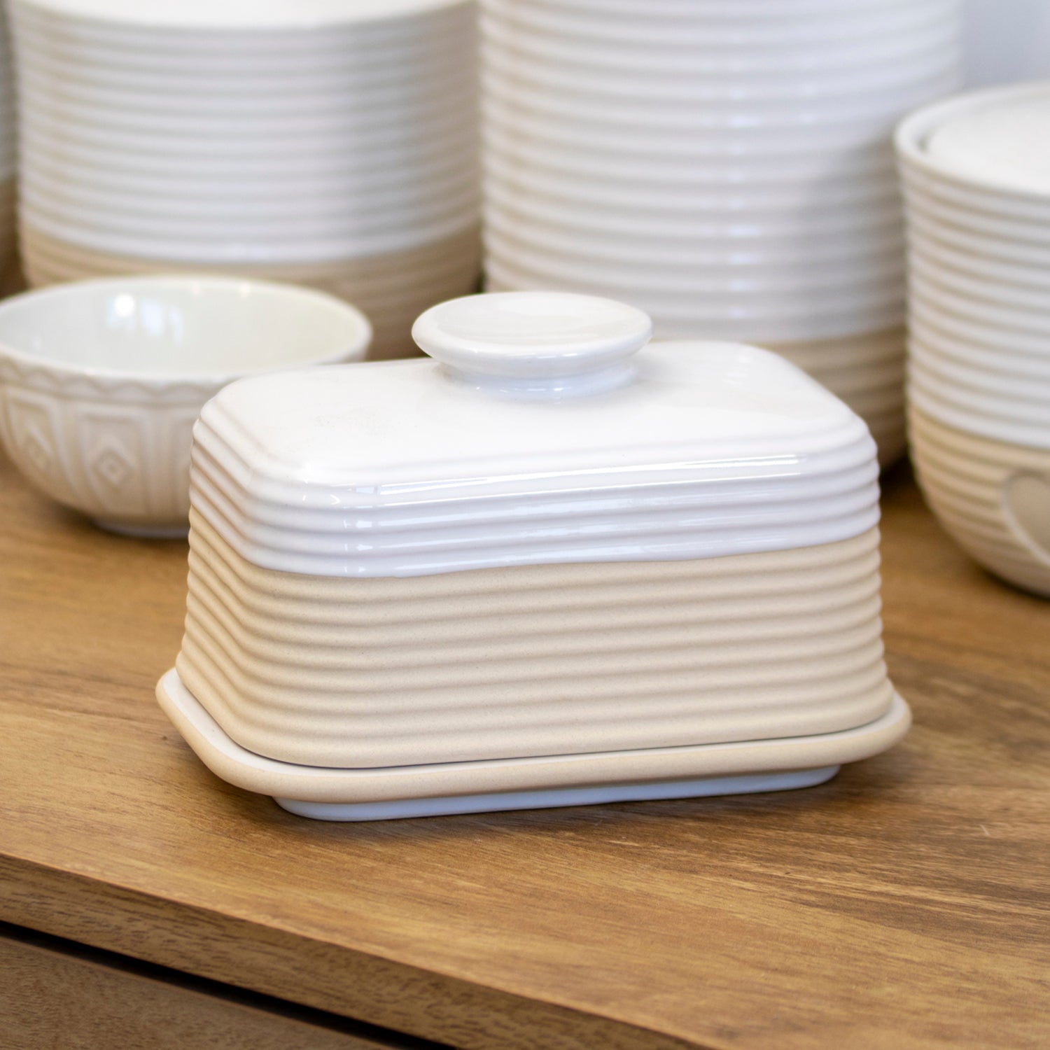 Rustic Ribbed Love Heart Butter Dish