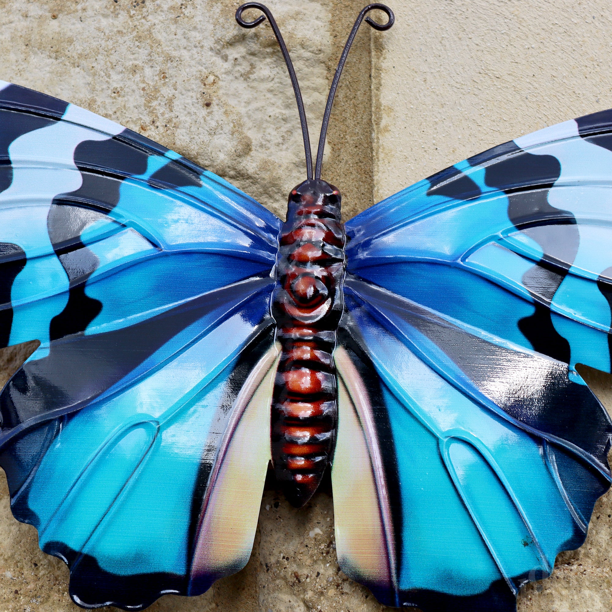Metal Blue Butterfly Wall Art