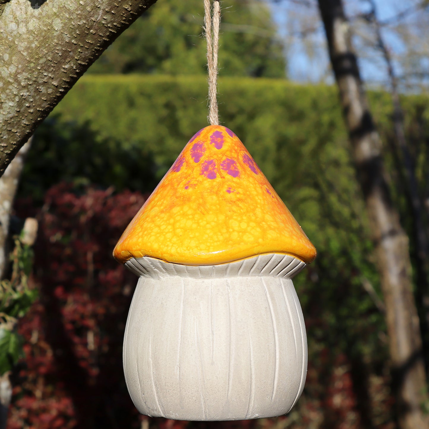 Orange Terracotta Mushroom Bird House