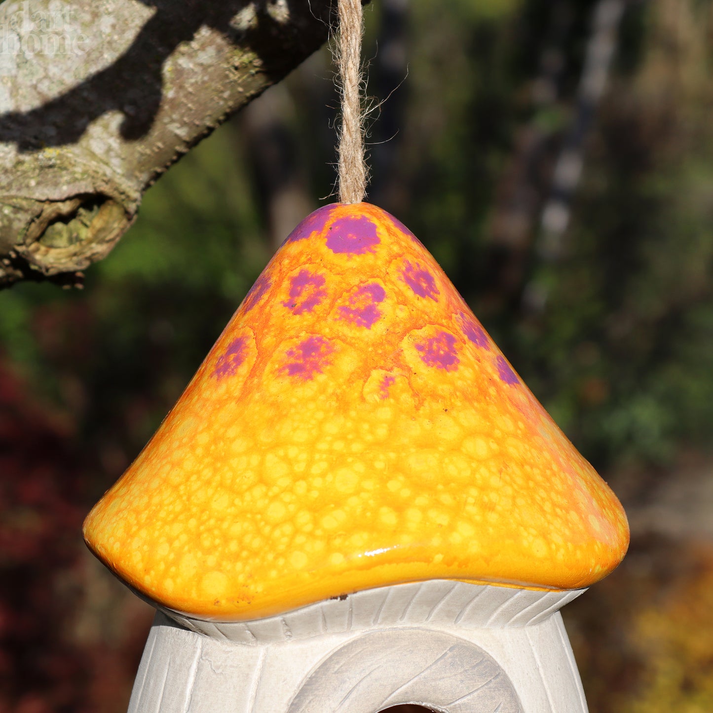 Orange Terracotta Mushroom Bird House