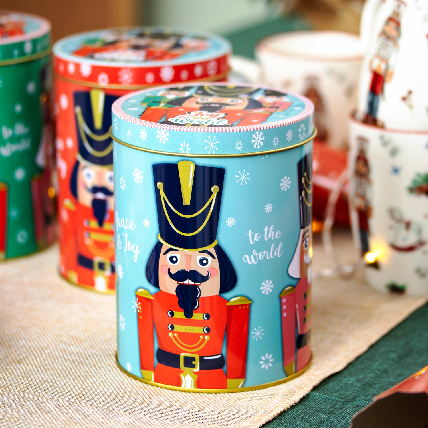 Set Of 3 Christmas Nutcracker Storage Tins