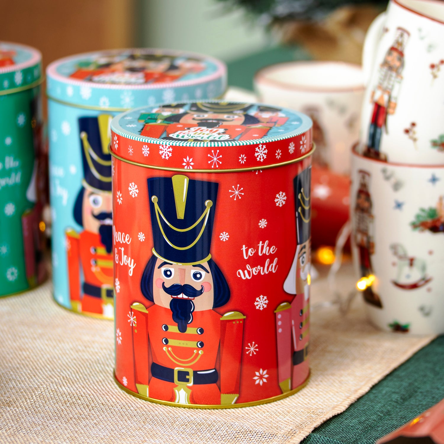 Set Of 3 Christmas Nutcracker Storage Tins