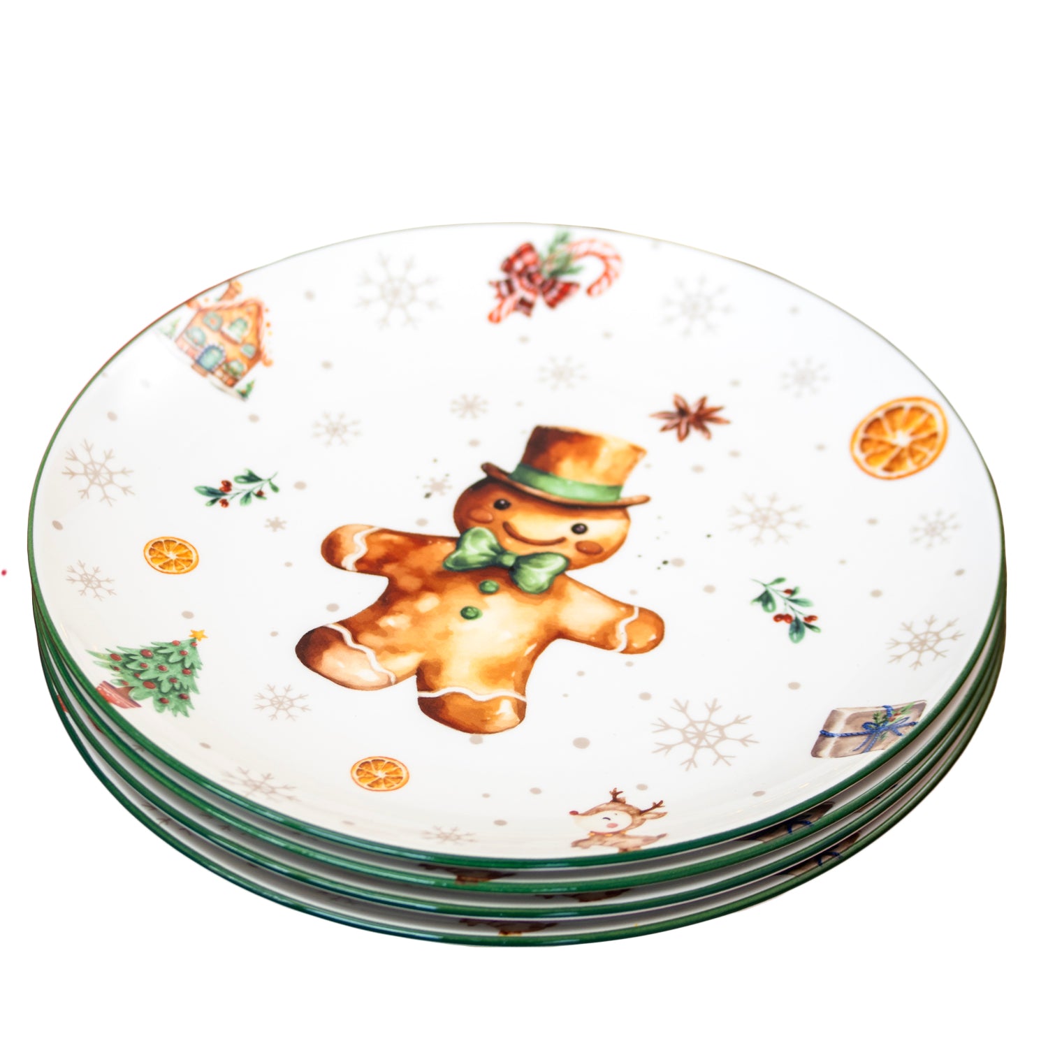Set Of 4 Gingerbread Man Dinner Plates