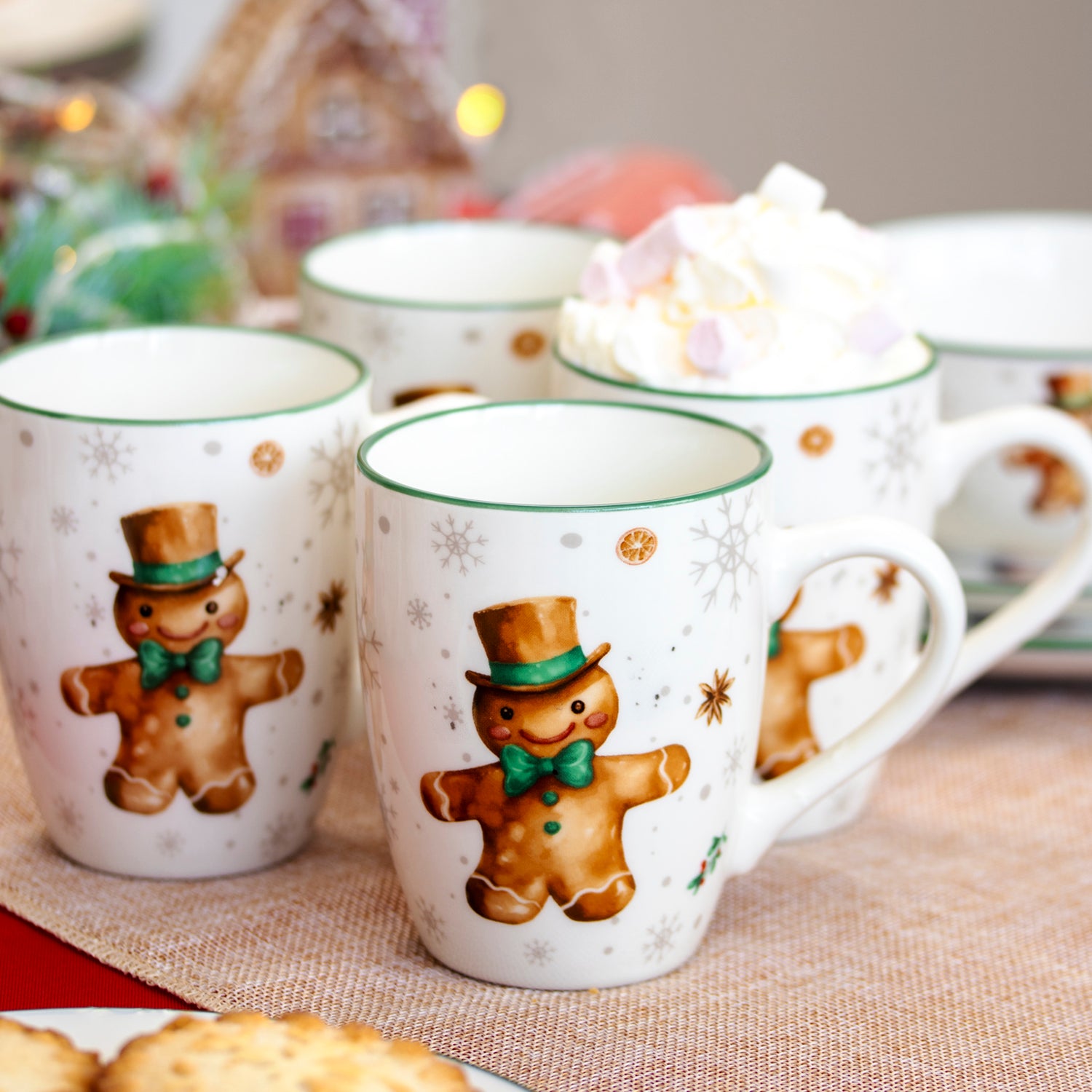 Set Of 4 Gingerbread Man Mugs