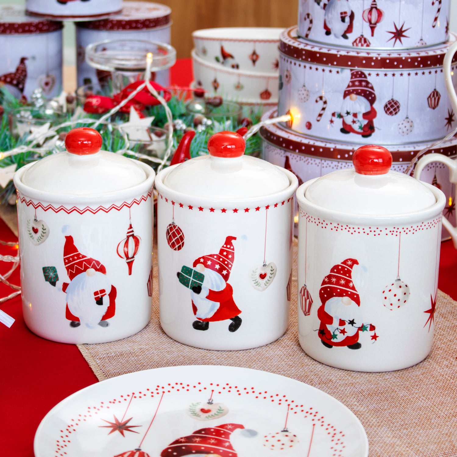 Set mit 3 Weihnachts-Gonk-Vorratsgläsern