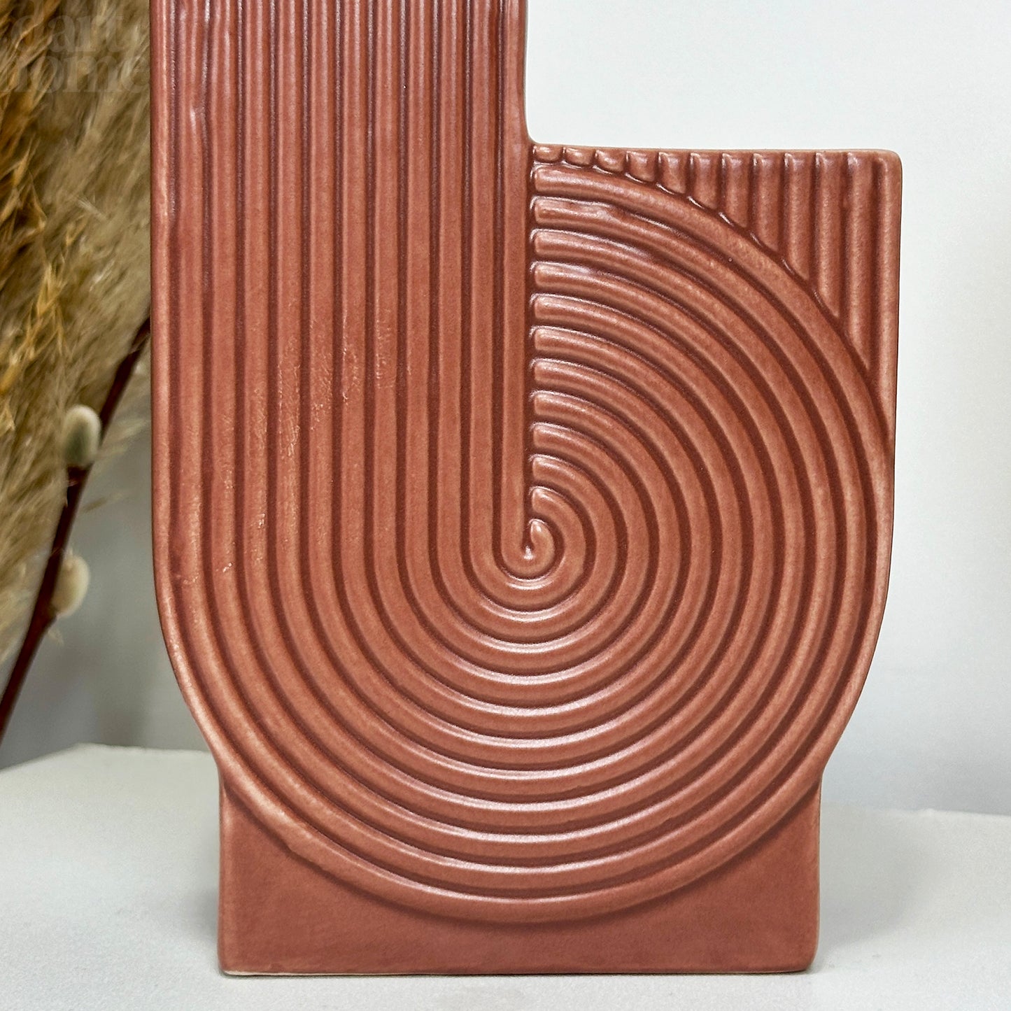 Earthy Red Textured Swirl Vase