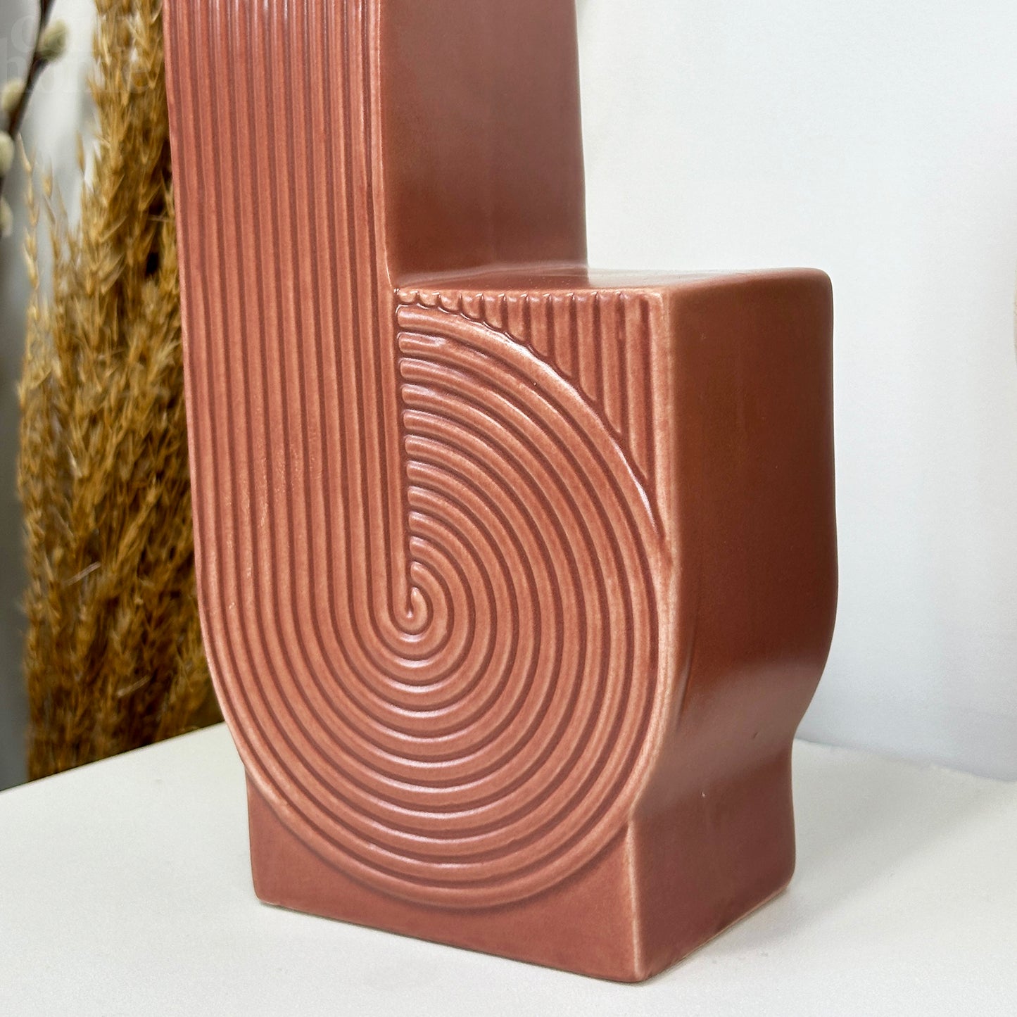 Earthy Red Textured Swirl Vase