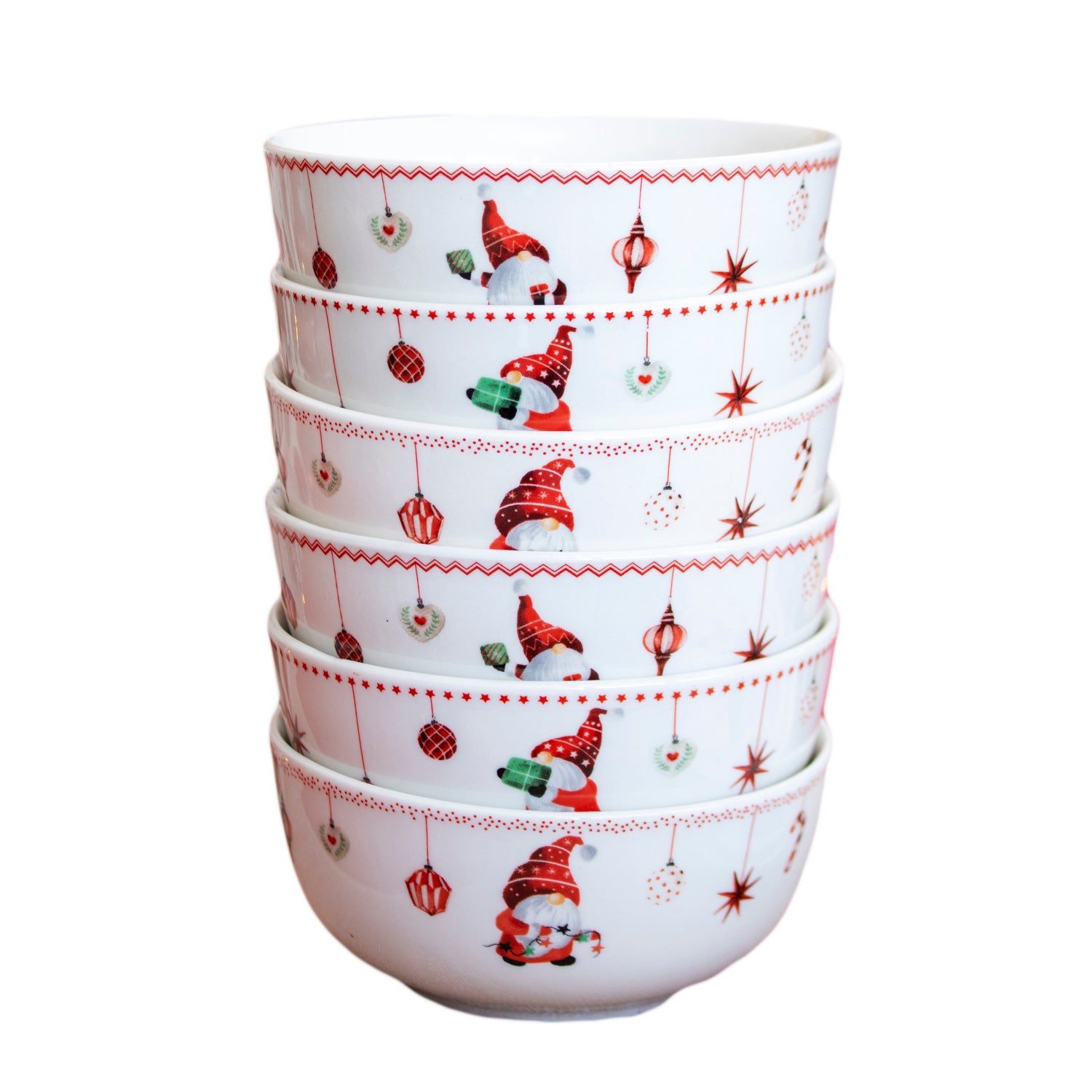 Set Of 6 Christmas Gonk Cereal Bowls