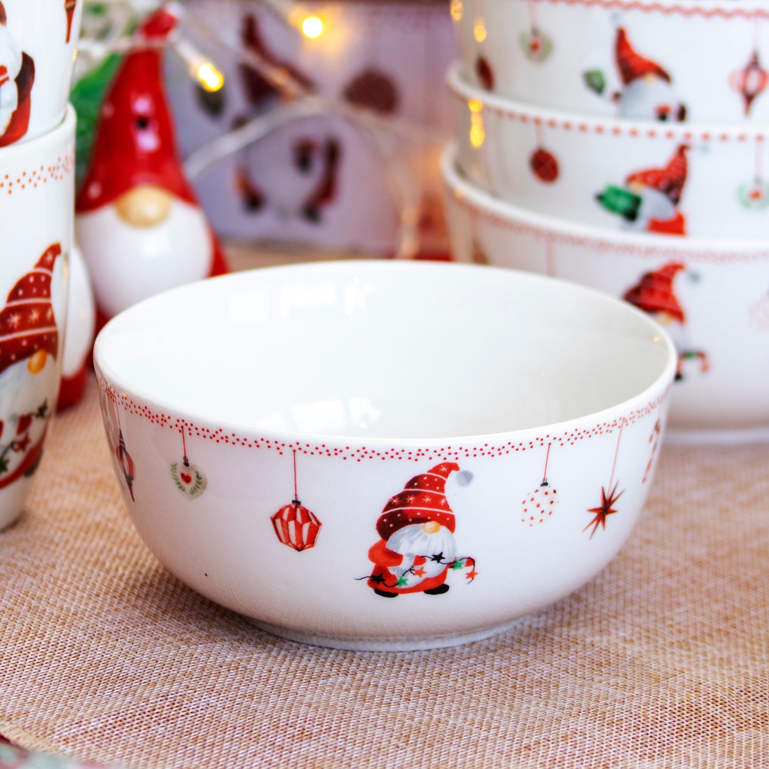 Set Of 6 Christmas Gonk Cereal Bowls