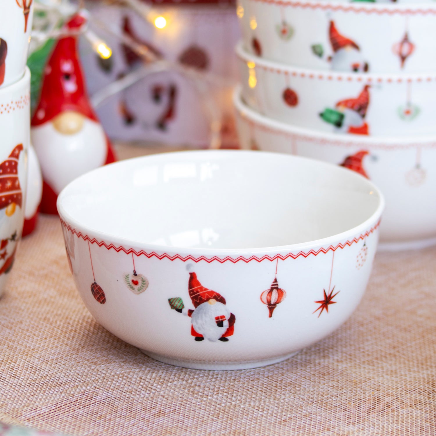 Set Of 6 Christmas Gonk Cereal Bowls