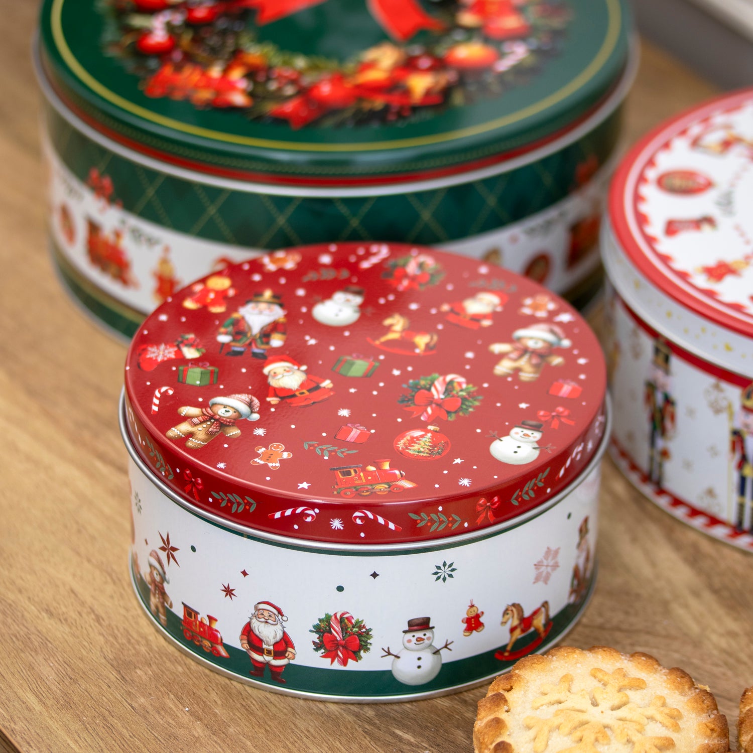Set of 3 Festive Christmas Nesting Cake Tins