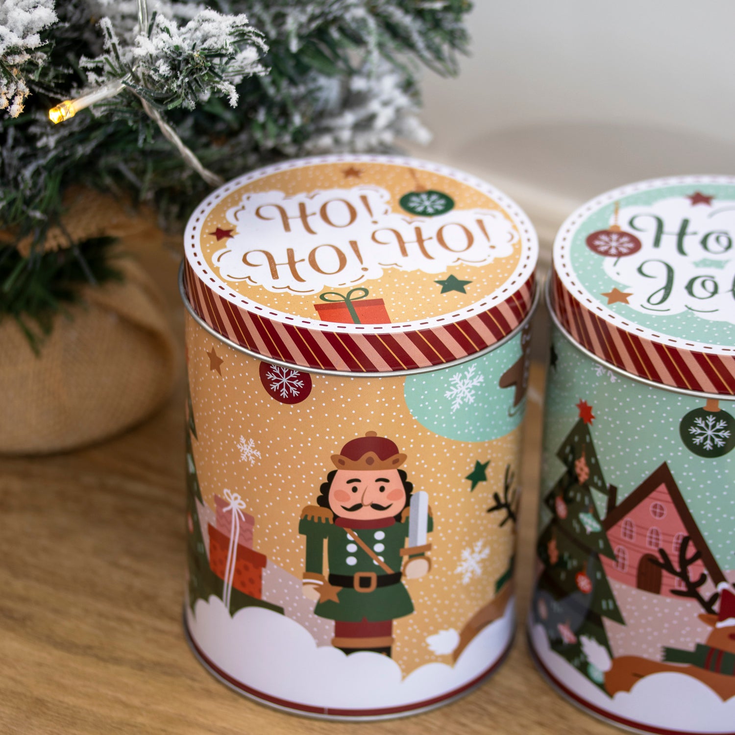 Set Of 3 Santa & Friends Storage Tins