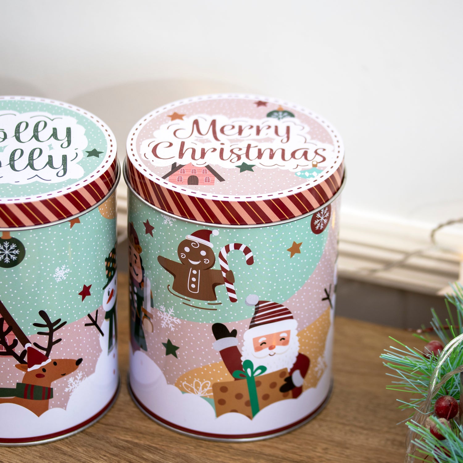 Set Of 3 Santa & Friends Storage Tins