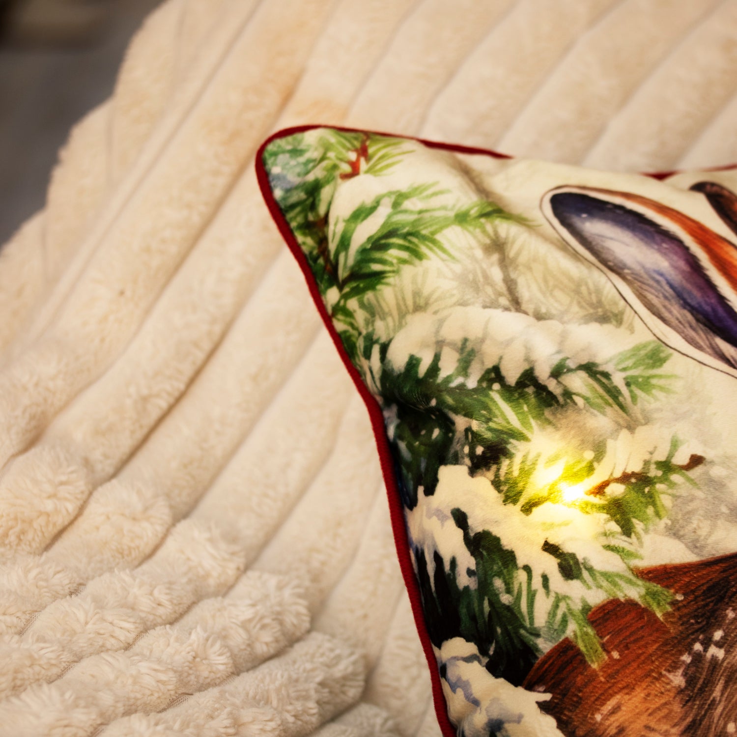 Leuchtendes Winter-Robin-Kissen