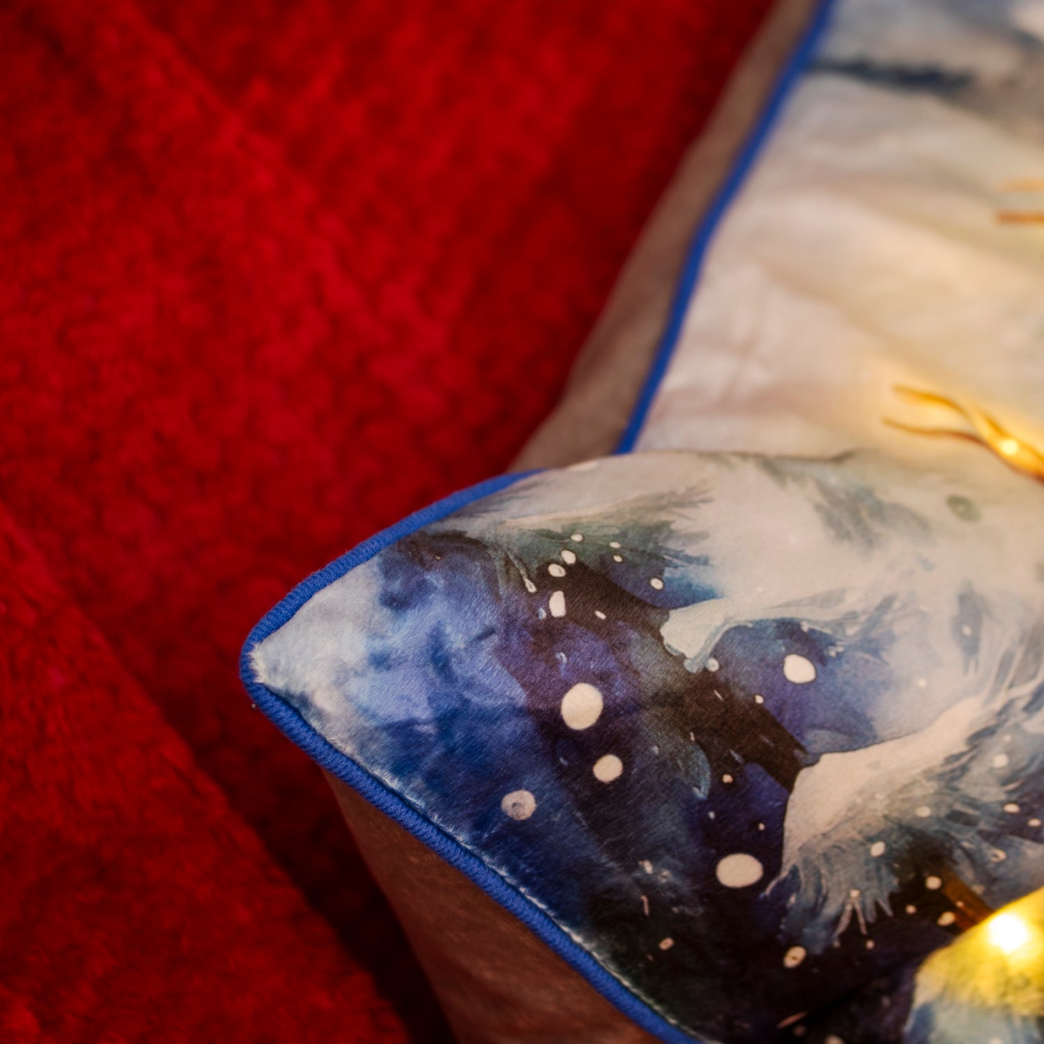 Light Up Christmas Forest Deer Family Cushion