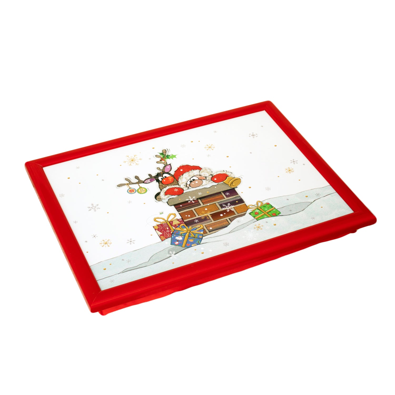 Christmas Bug Art Santa Cushioned Lap Tray