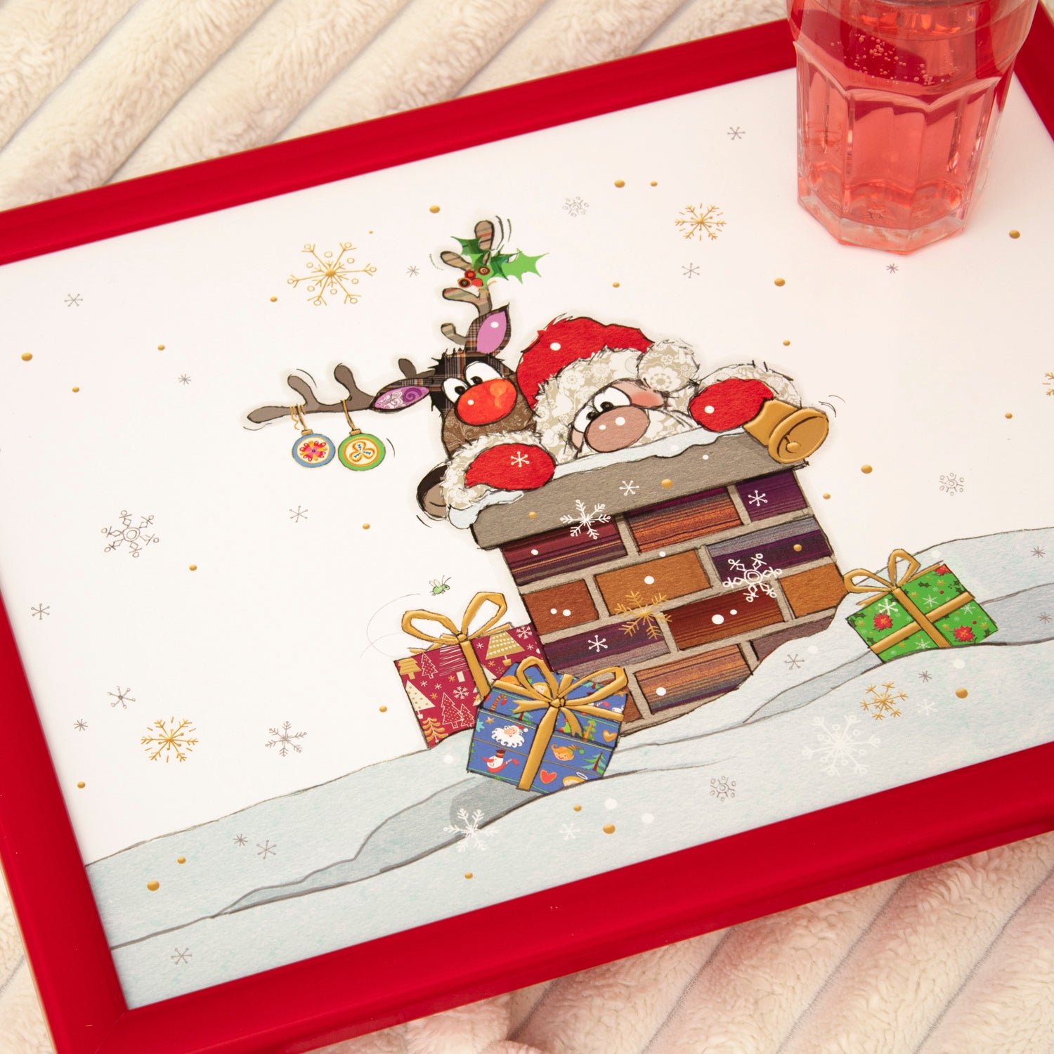 Christmas Bug Art Santa Cushioned Lap Tray