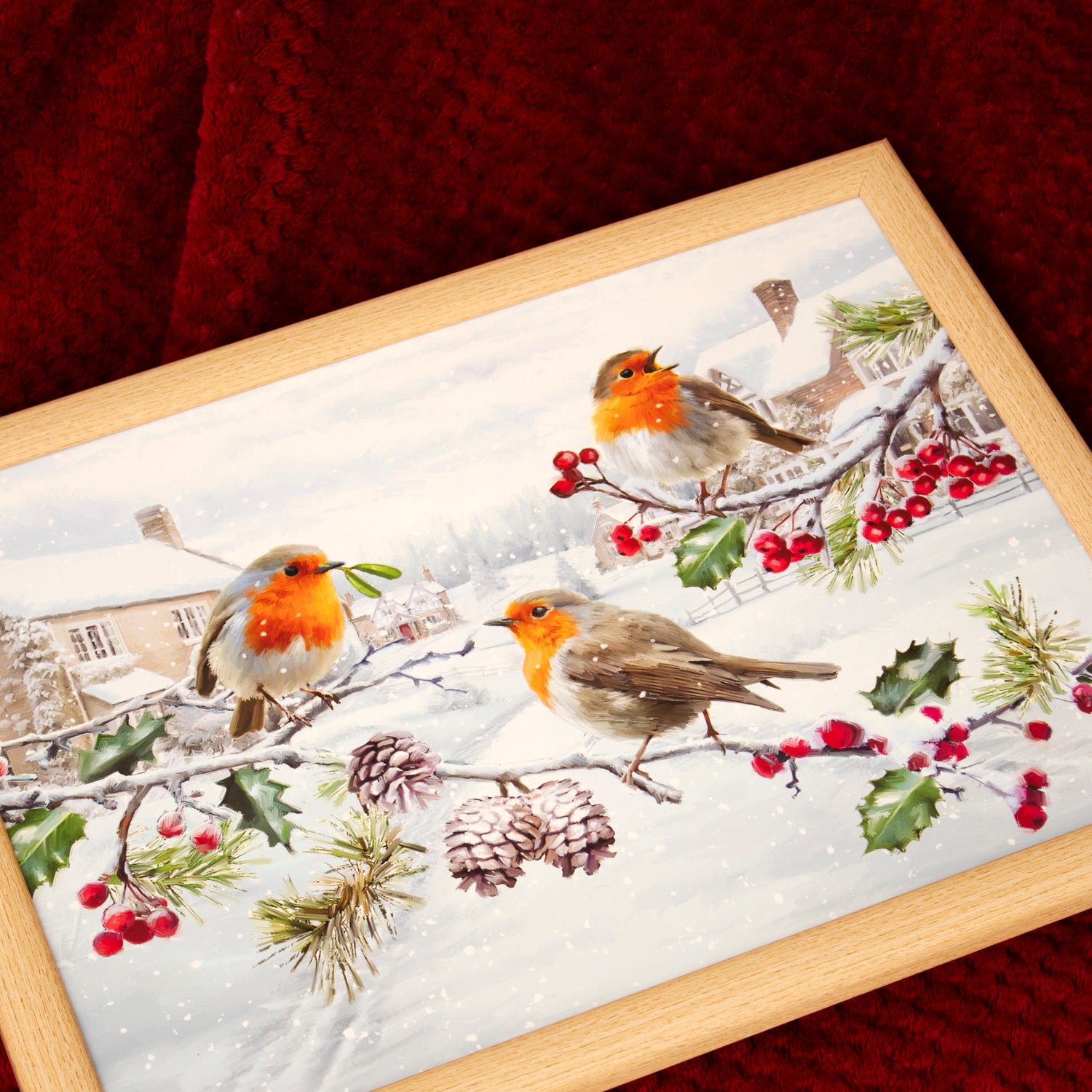 Christmas Robins Cushioned Lap Tray