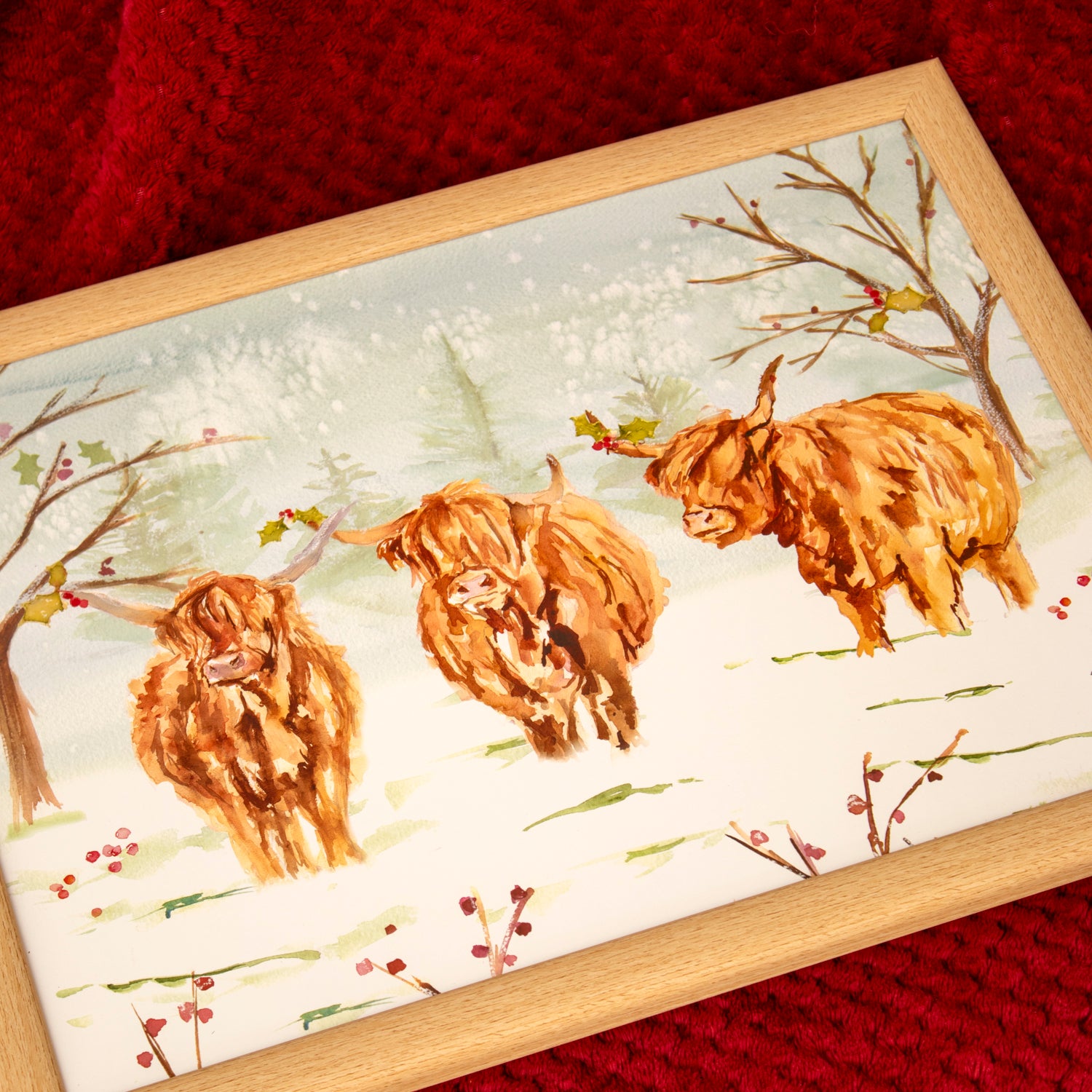 Christmas Highland Cows Cushioned Lap Tray