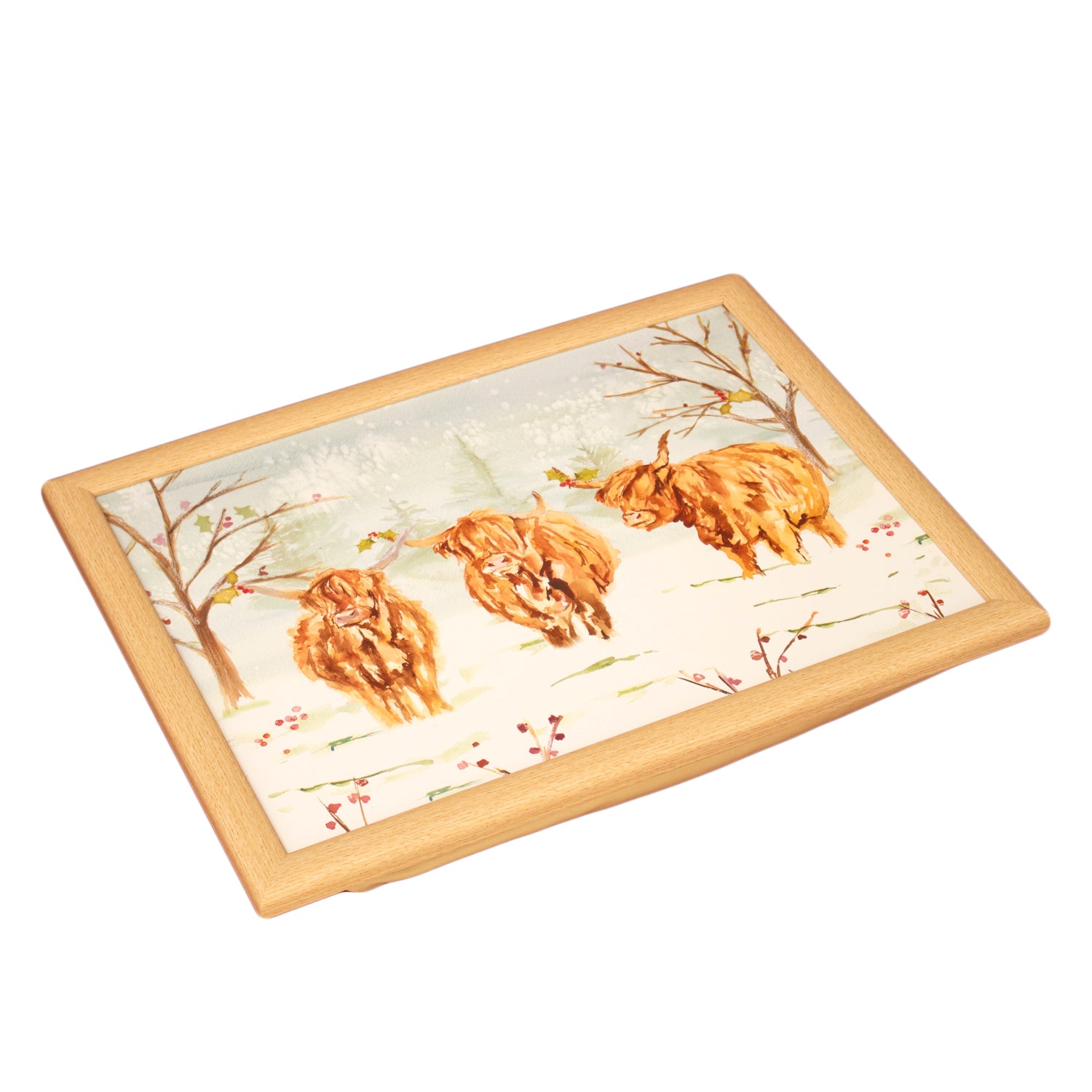 Christmas Highland Cows Cushioned Lap Tray